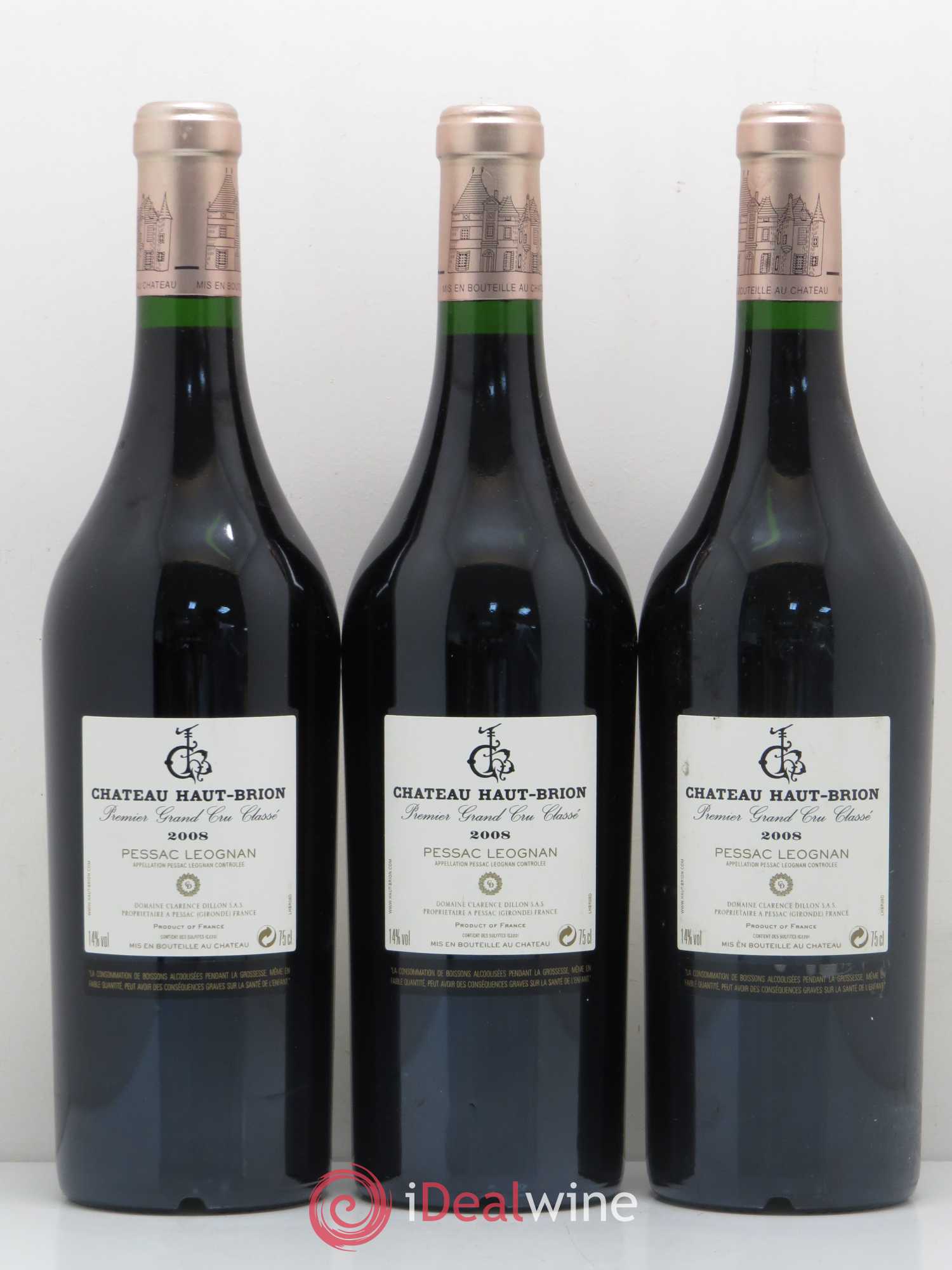 Château Haut Brion 1er Grand Cru Classé 2008 - Lot de 3 bouteilles - 1