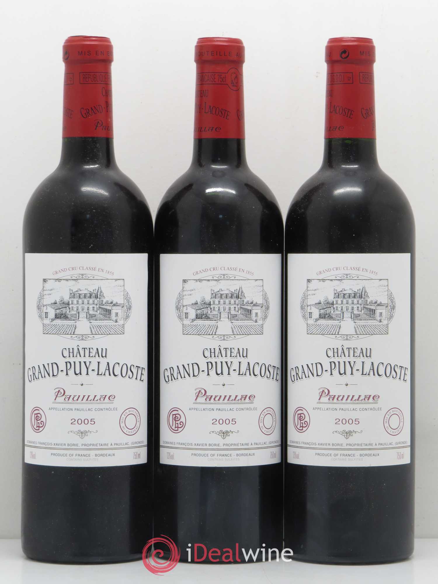 Château Grand Puy Lacoste 5ème Grand Cru Classé 2005 - Lot de 3 bouteilles - 0