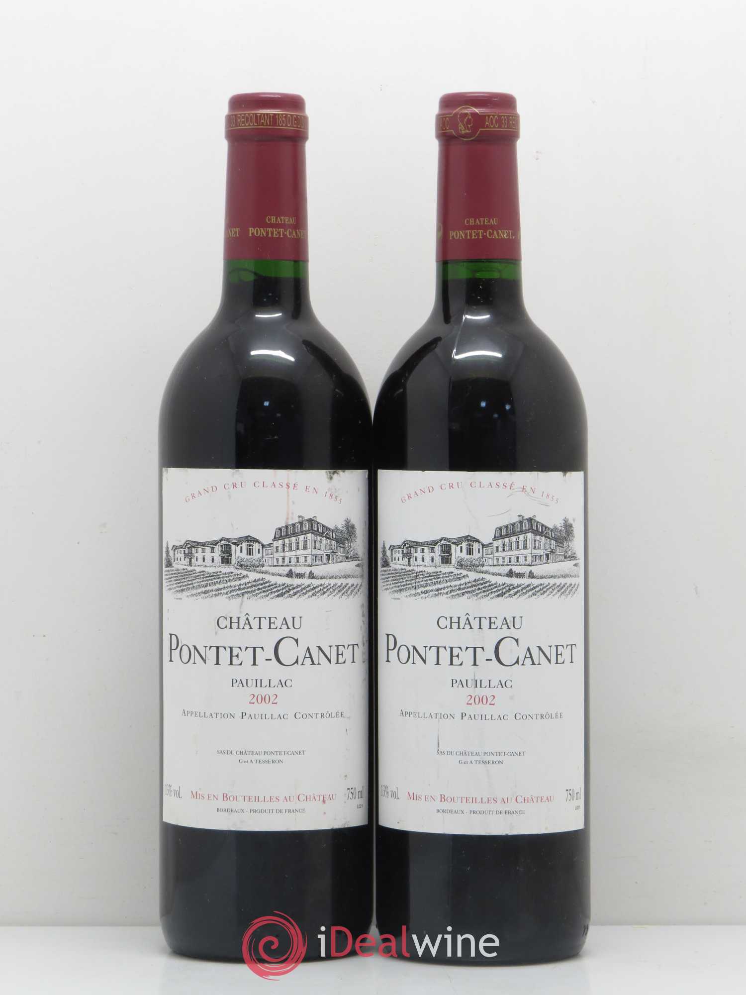 Château Pontet Canet 5ème Grand Cru Classé 2002 - Lot de 2 bouteilles - 0