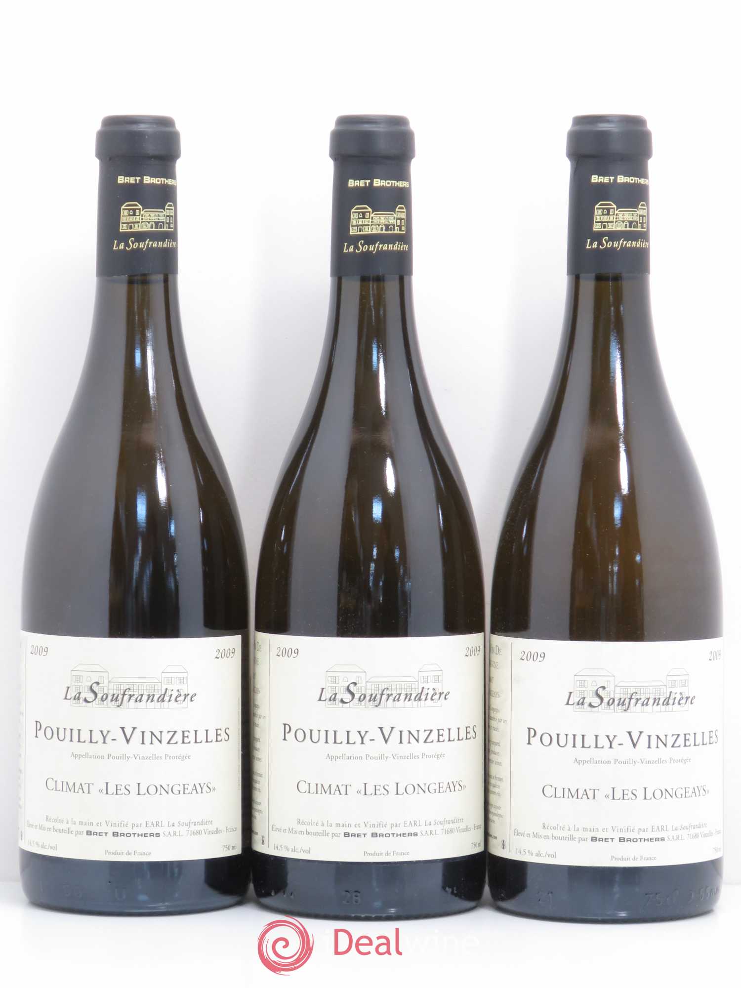 Pouilly-Vinzelles Les Longeays La Soufrandière - Bret Brothers 2009 - Lot de 3 bouteilles - 0
