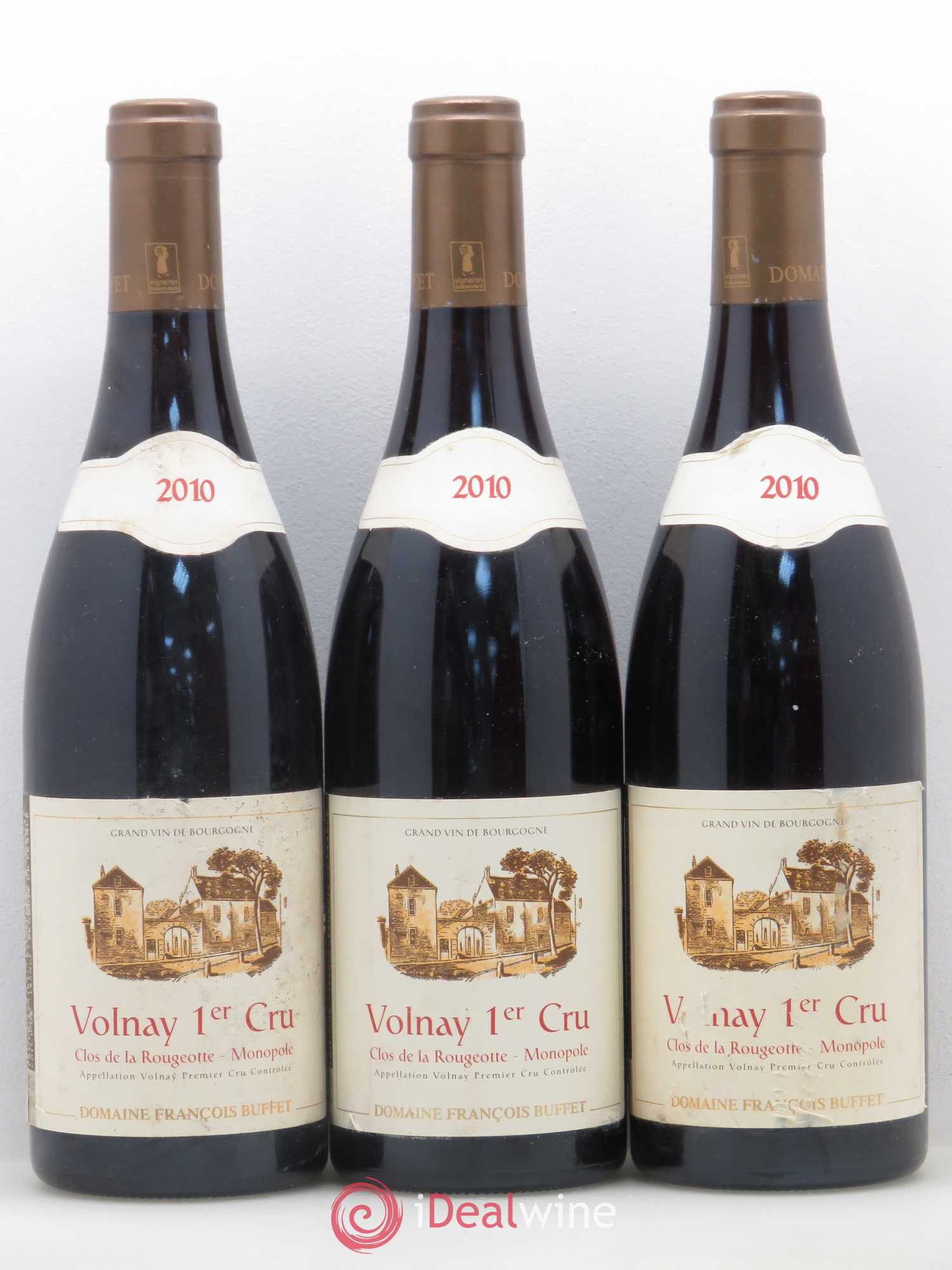 Volnay 1er Cru Clos de La Rougeotte François Buffet 2010 - Lot de 3 bouteilles - 0