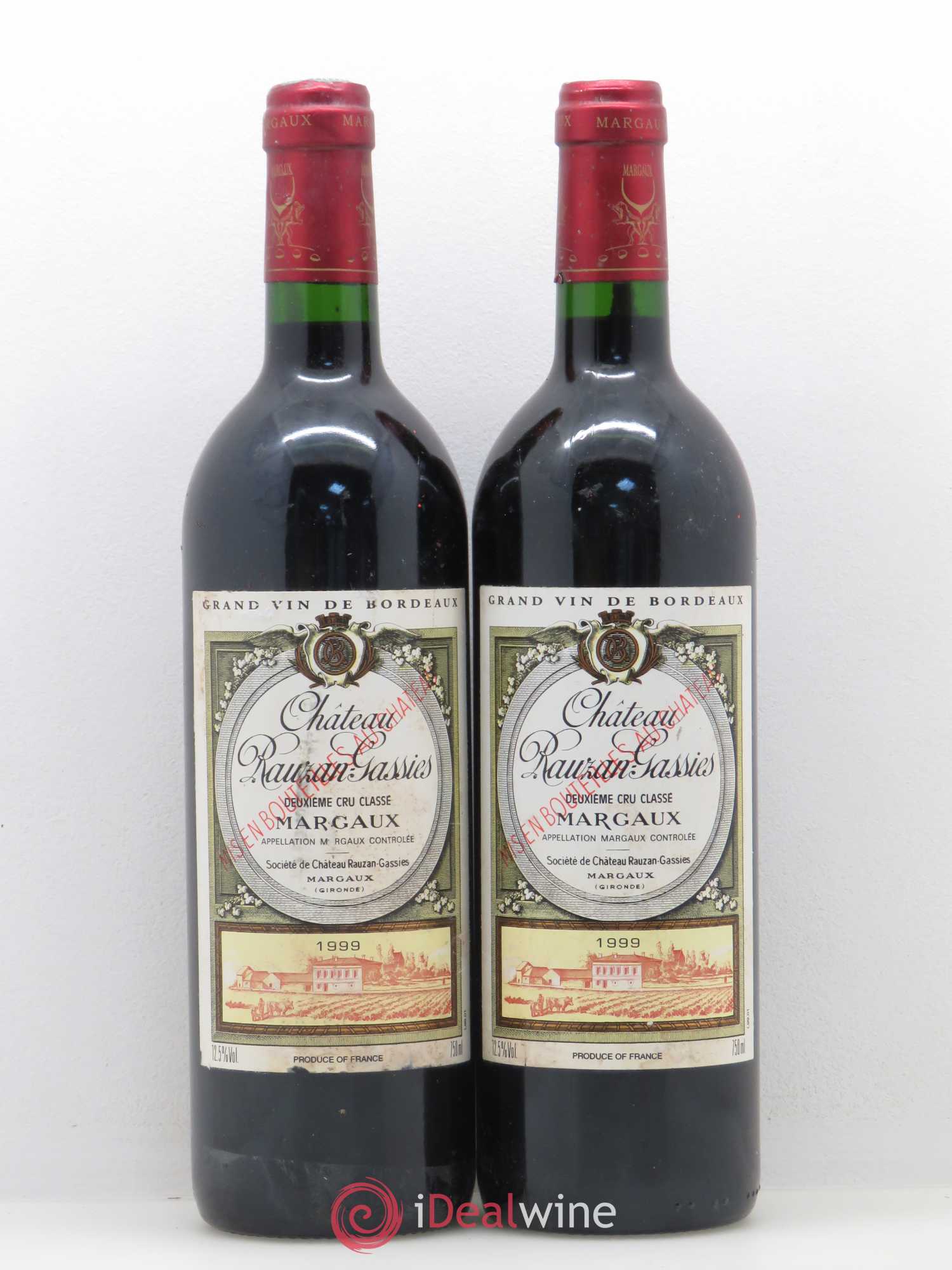Château Rauzan-Gassies 2ème Grand Cru Classé 1999 - Lot de 2 bouteilles - 0