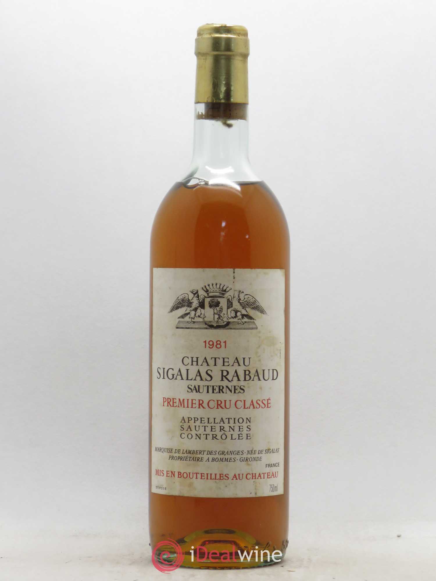 Château Sigalas Rabaud 1er Grand Cru Classé 1981 - Posten von 1 Flasche - 0