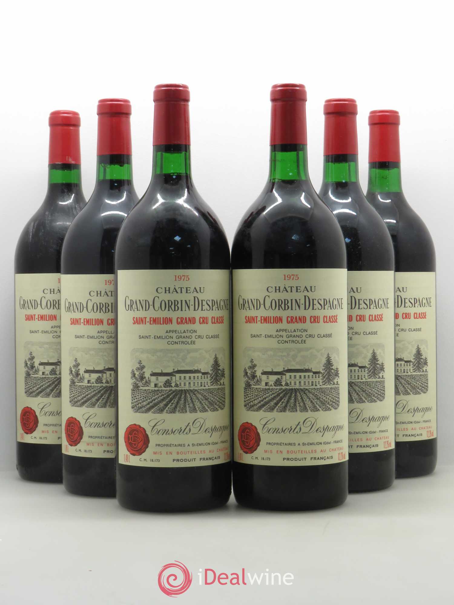Château Grand Corbin Despagne Grand Cru Classé 1975 - Lot de 6 magnums - 0