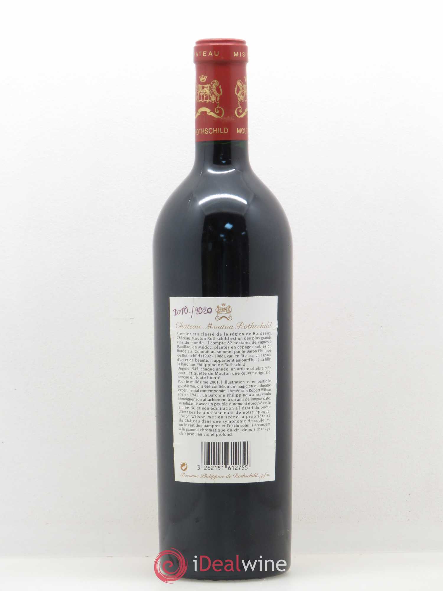 Château Mouton Rothschild 1er Grand Cru Classé 2001 - Lot de 1 bouteille - 1