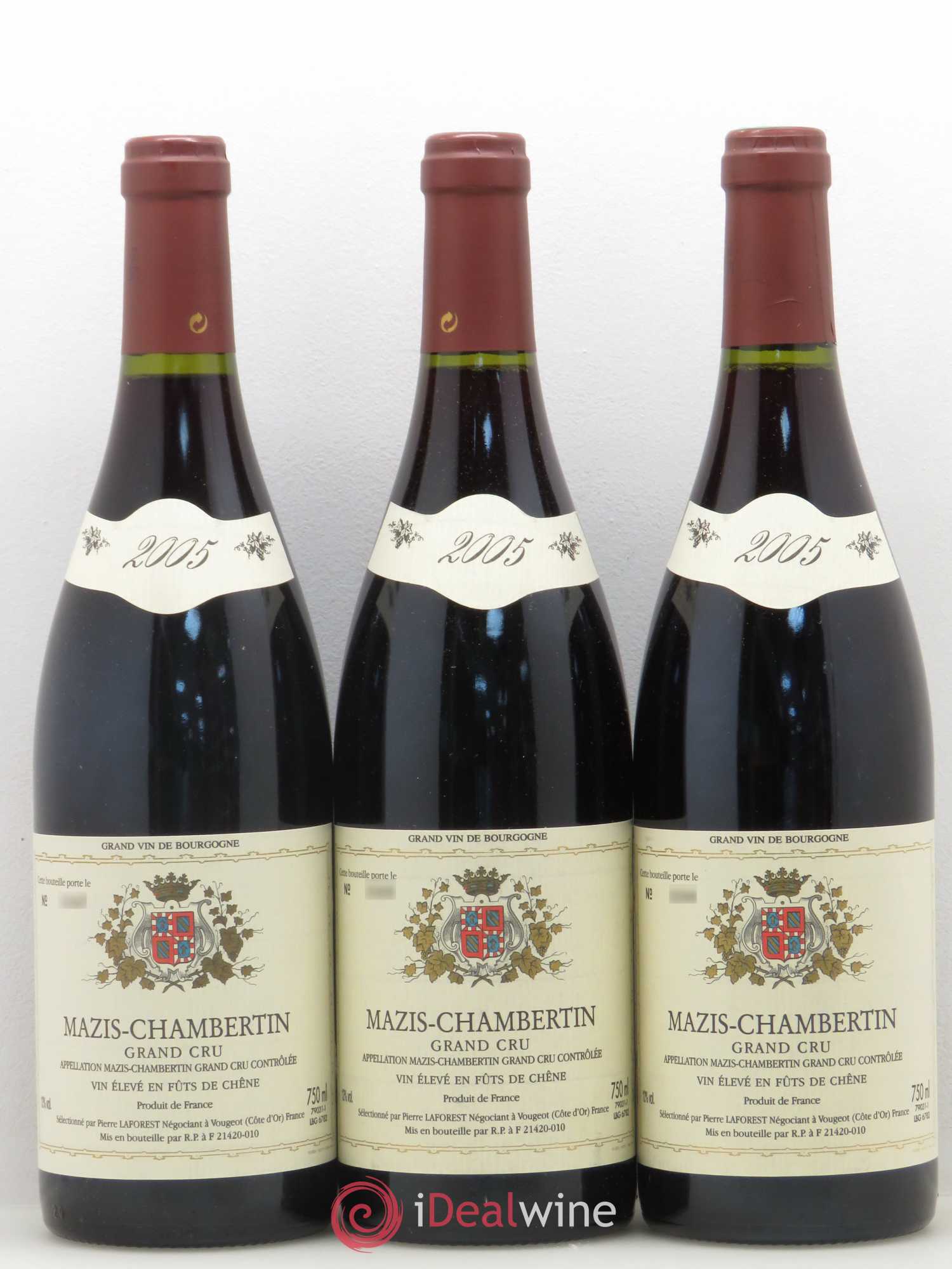 Mazis-Chambertin Grand Cru Pierre Laforest 2005 - Lot de 3 bouteilles - 0