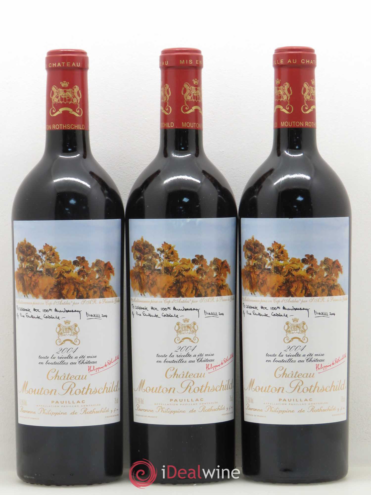Château Mouton Rothschild 1er Grand Cru Classé 2004 - Lot de 3 bouteilles - 0