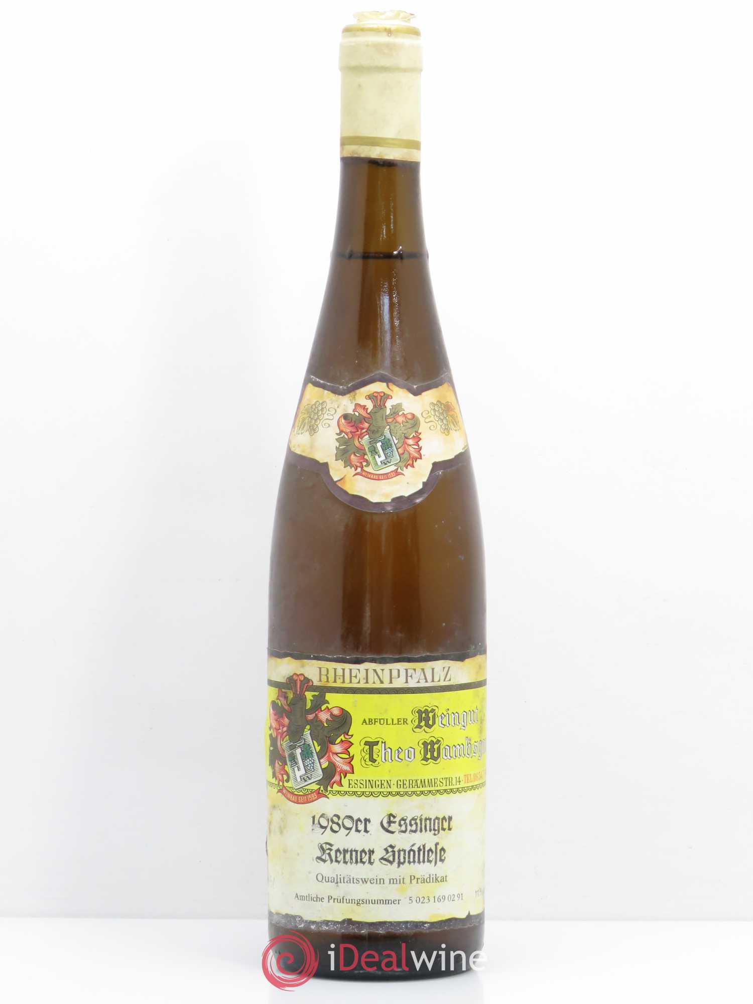 Allemagne Rheingau Rheinpfalz abfüller weingut Theo wambsganB essinger kerner spätlese (sans prix de réserve) 1989 - Posten von 1 Flasche - 0