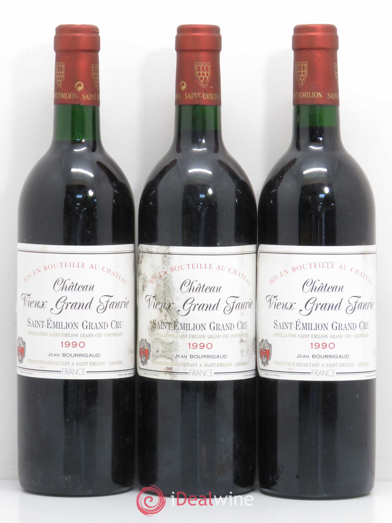 Saint-Émilion Grand Cru Vieux Grand Faurie 1990 - Posten von 3 Flaschen - 0