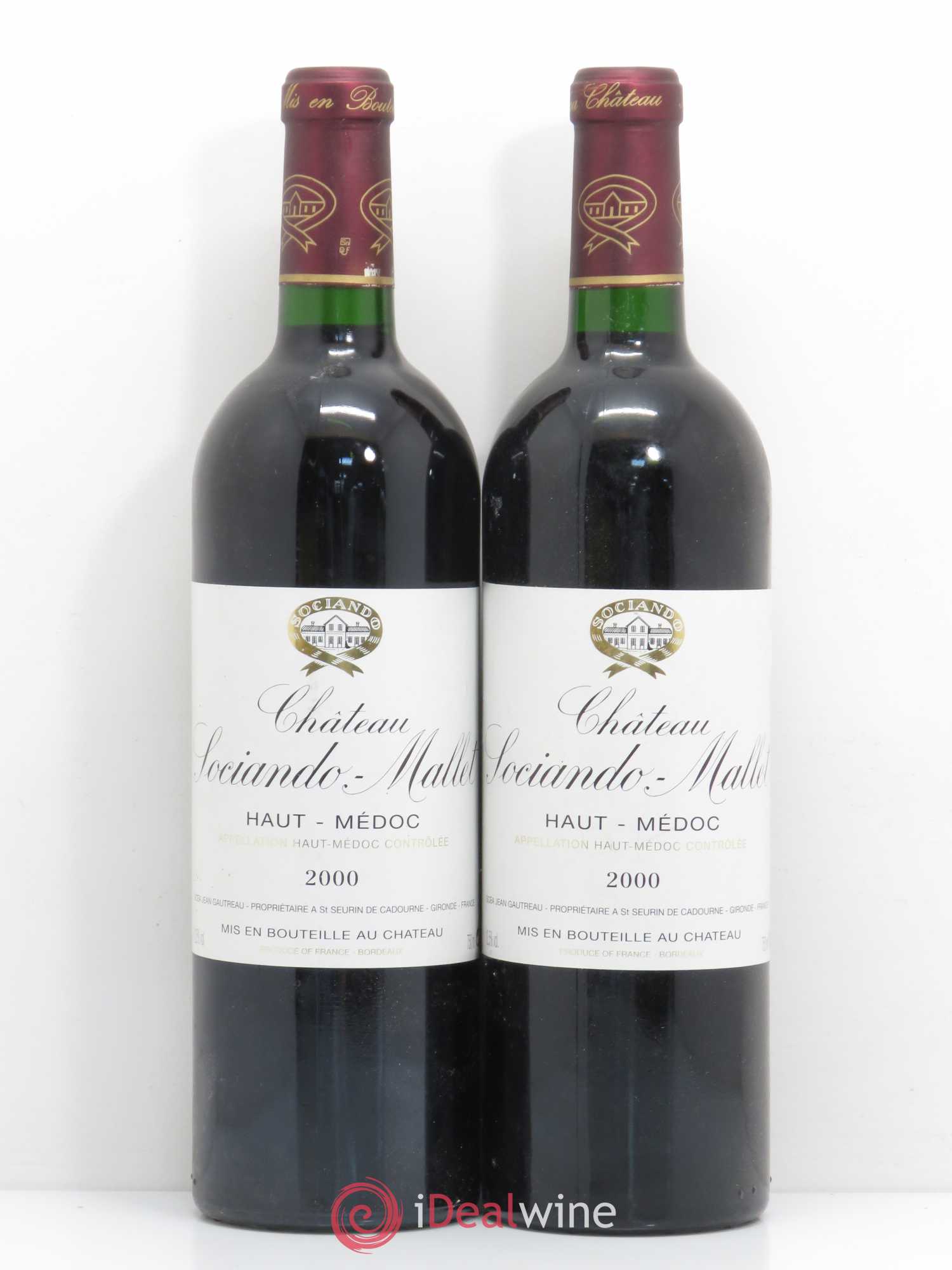Château Sociando Mallet 2000 - Lot de 2 bouteilles - 0