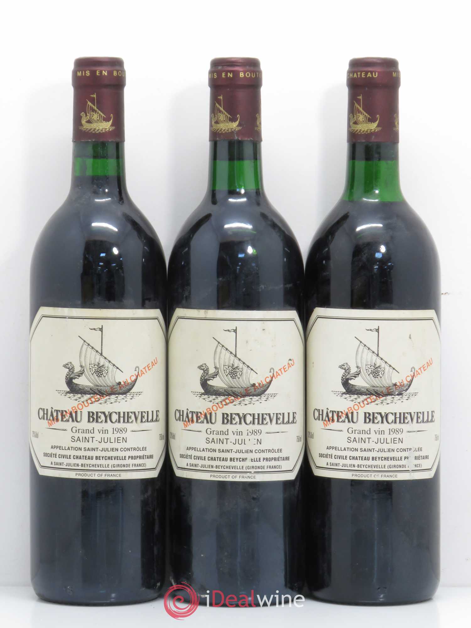 Château Beychevelle 4ème Grand Cru Classé 1989 - Lot de 3 bouteilles - 0
