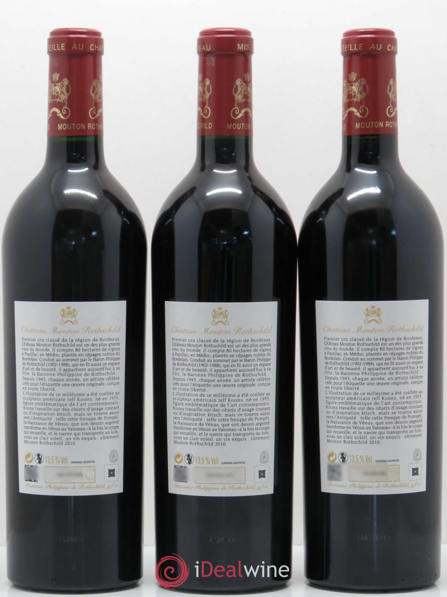 Château Mouton Rothschild 1er Grand Cru Classé 2010 - Lot de 3 bouteilles - 1