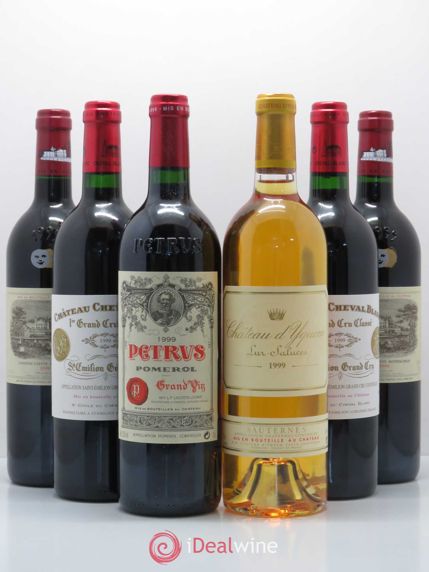 Caisse Duclot (2 Cheval Blanc - 1 Yquem - 2 Lafite Rothschild - 1 Petrus) 1999 - Posten von 6 Flaschen - 0