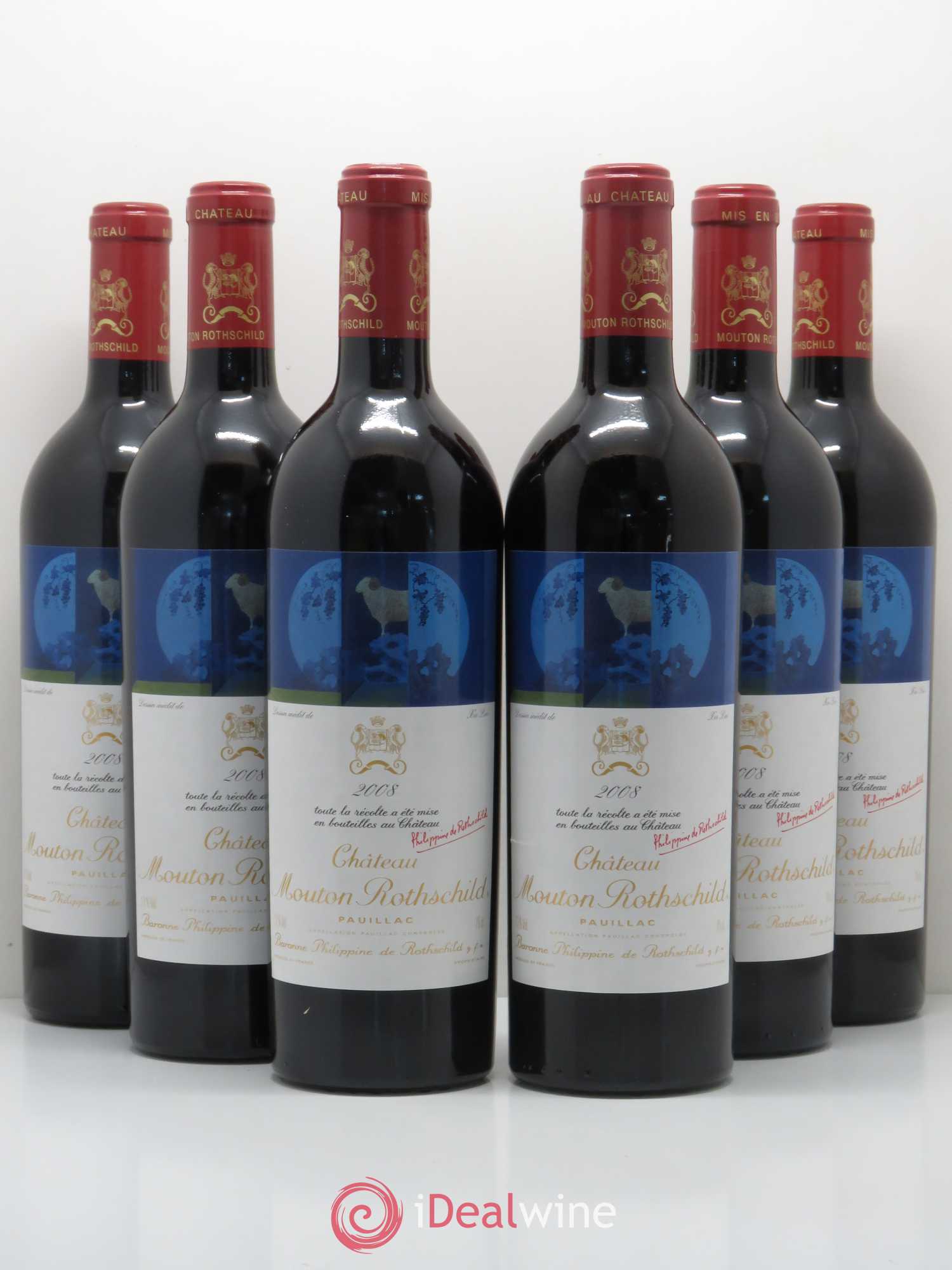 Château Mouton Rothschild 1er Grand Cru Classé 2008 - Lot de 6 bouteilles - 0