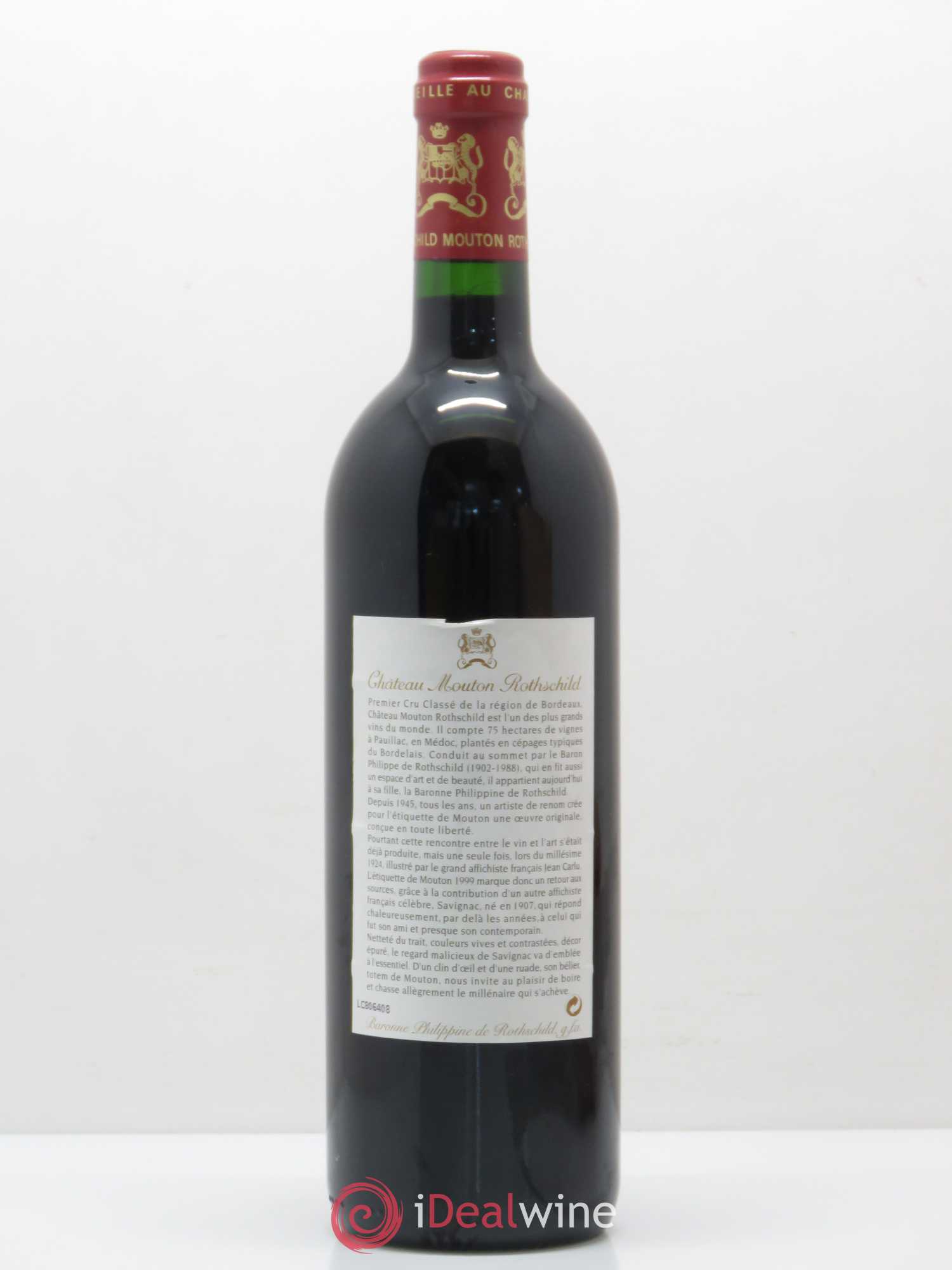 Château Mouton Rothschild 1er Grand Cru Classé 1999 - Lot de 1 bouteille - 1