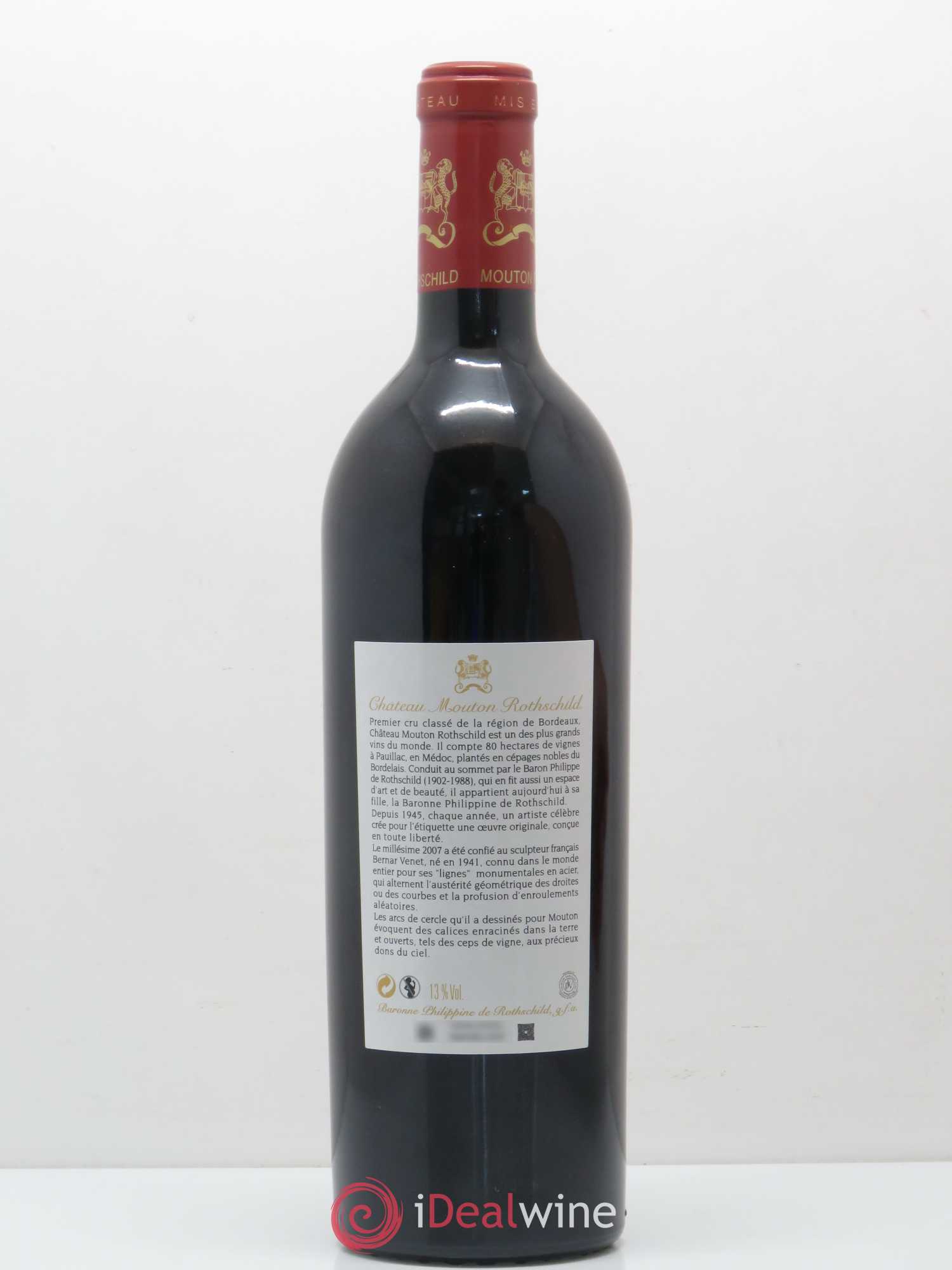 Château Mouton Rothschild 1er Grand Cru Classé 2007 - Lot de 1 bouteille - 1