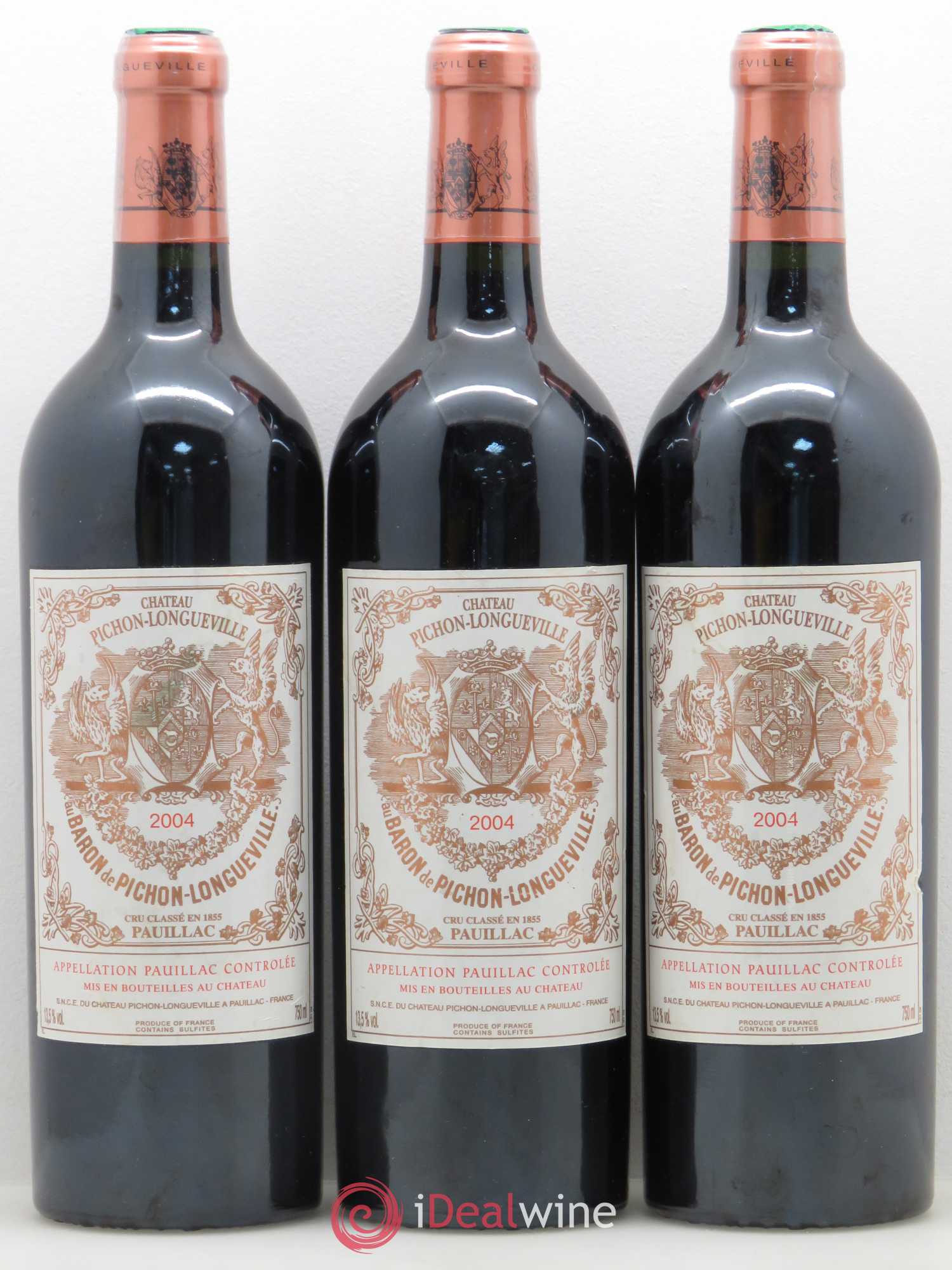 Pichon Longueville Baron 2ème Grand Cru Classé 2004 - Lot de 3 bouteilles - 0