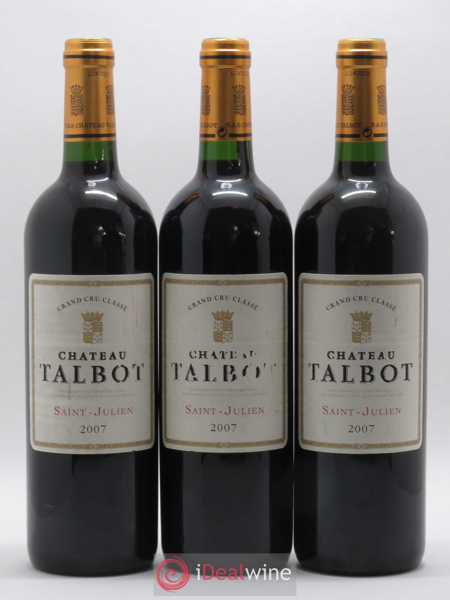 Château Talbot 4ème Grand Cru Classé 2007 - Lot de 3 bouteilles - 0