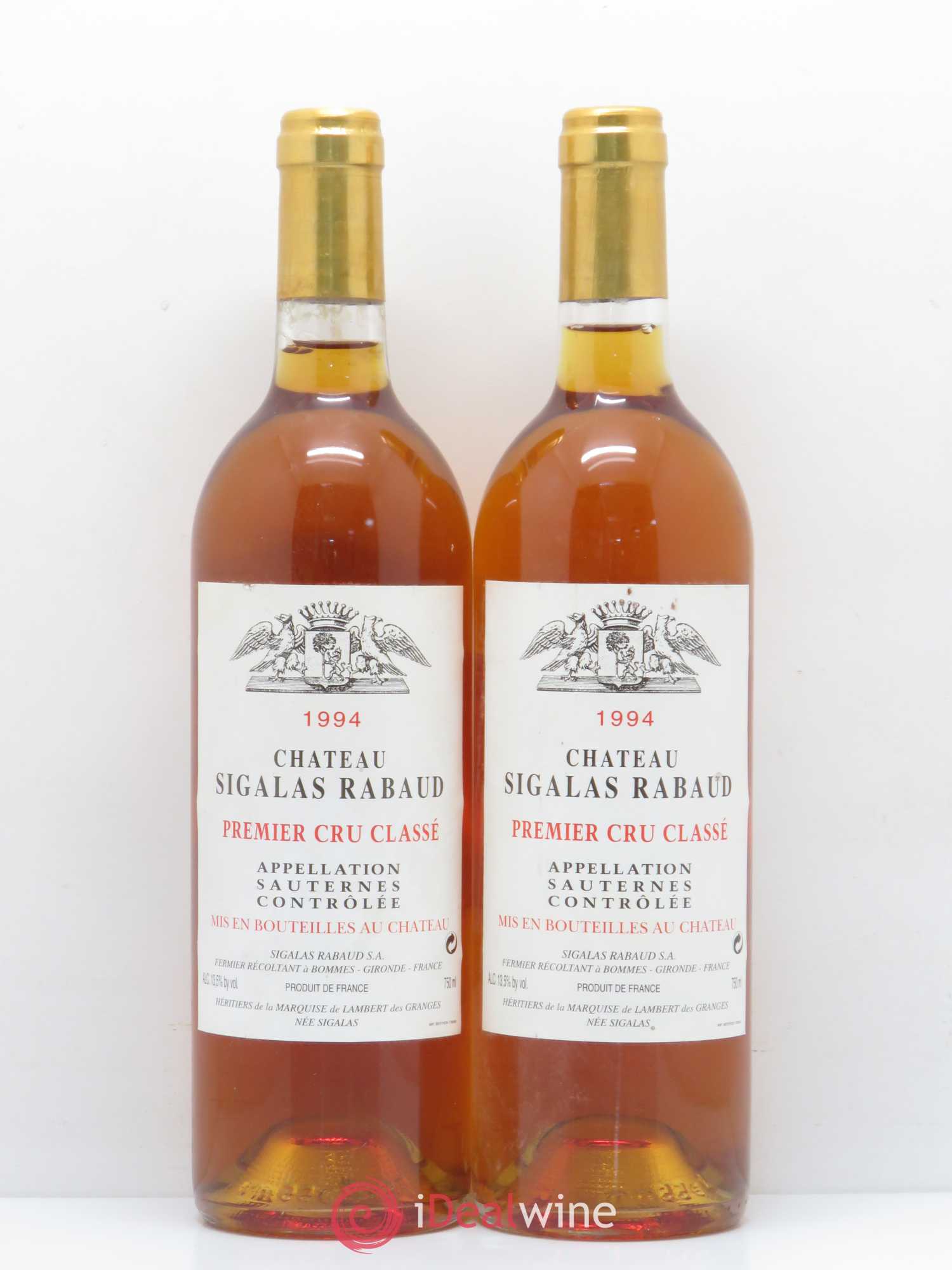 Château Sigalas Rabaud 1er Grand Cru Classé 1994 - Lotto di 2 bottiglie - 0