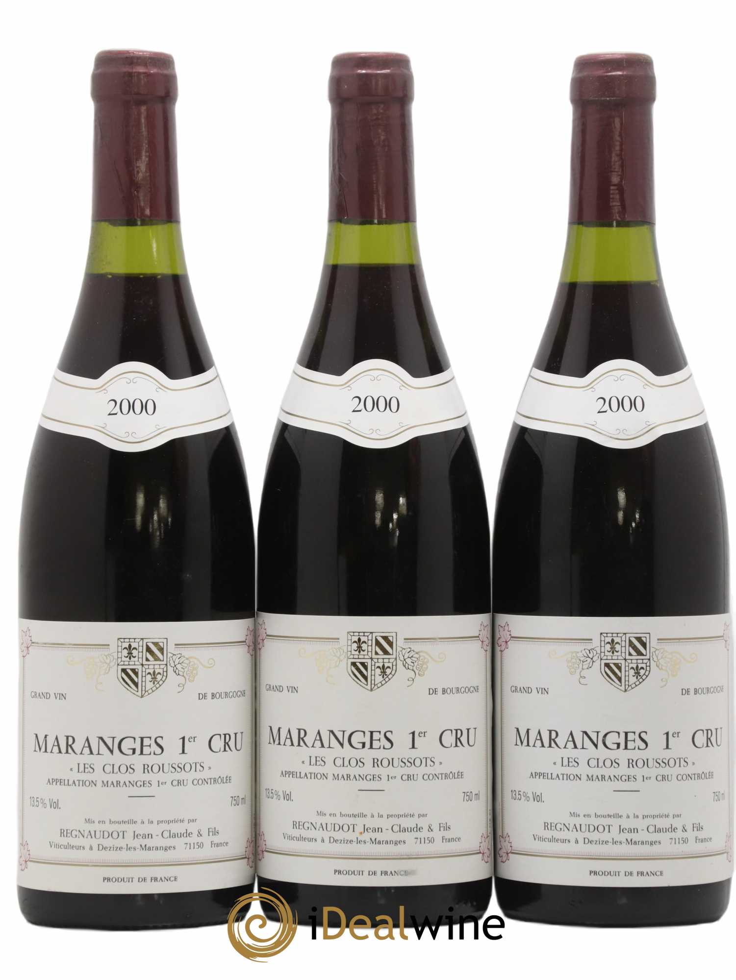 Maranges 1er Cru Les Clos Roussots Regnaudot 2000 - Lot de 3 bouteilles - 0
