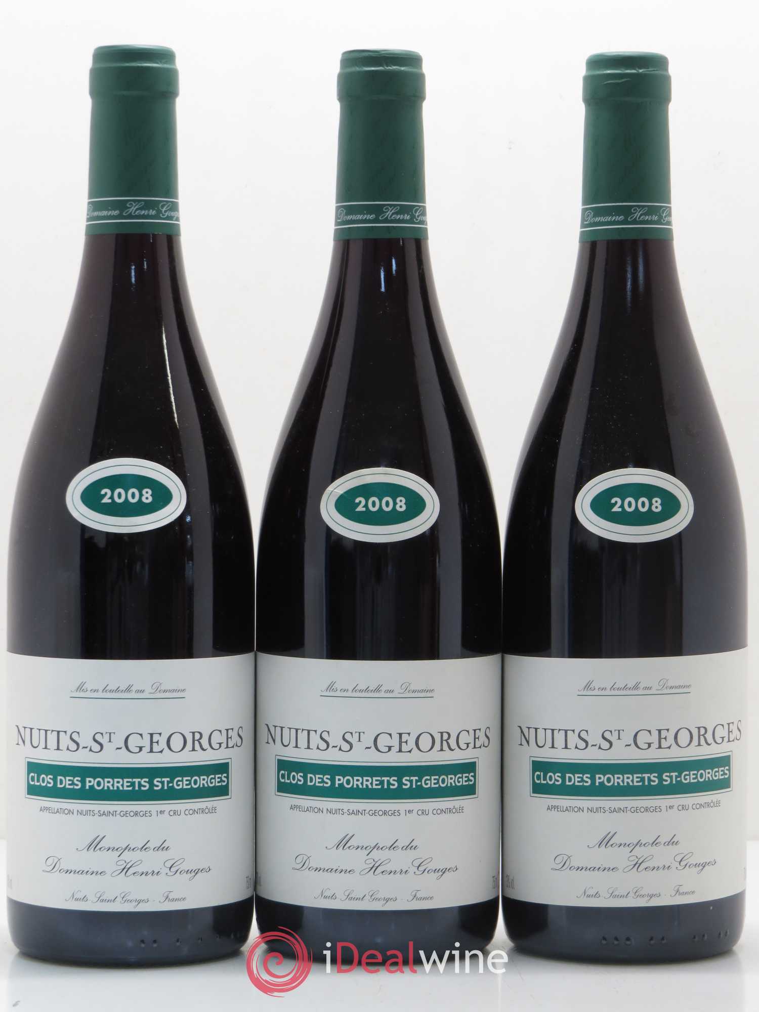 Nuits-Saint-Georges 1er Cru Clos des Porrets St Georges Henri Gouges 2008 - Posten von 3 Flaschen - 0