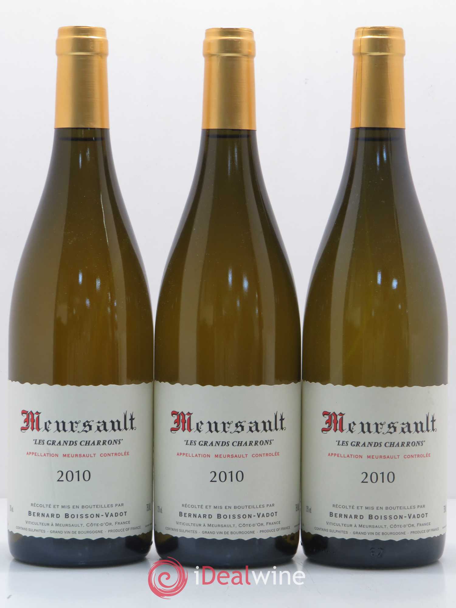 Meursault Les Grands Charrons Boisson-Vadot (Domaine) 2010 - Lot de 3 bouteilles - 0