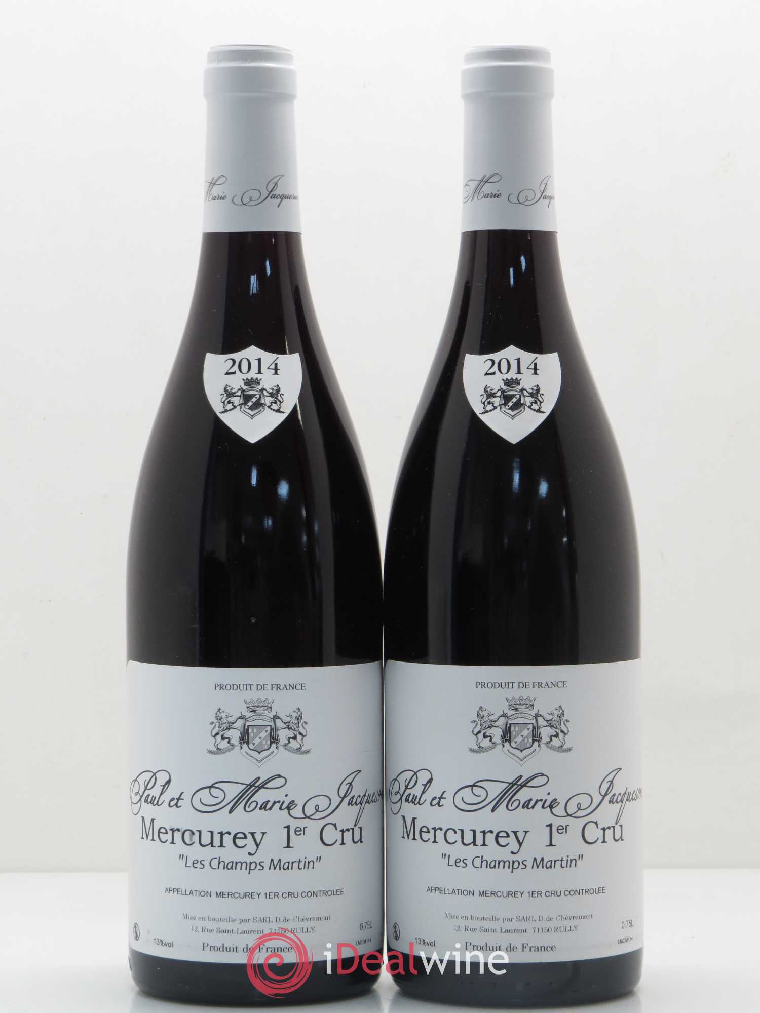 Mercurey 1er Cru Les Champs Martin Paul & Marie Jacqueson 2014 - Lot de 2 bouteilles - 0