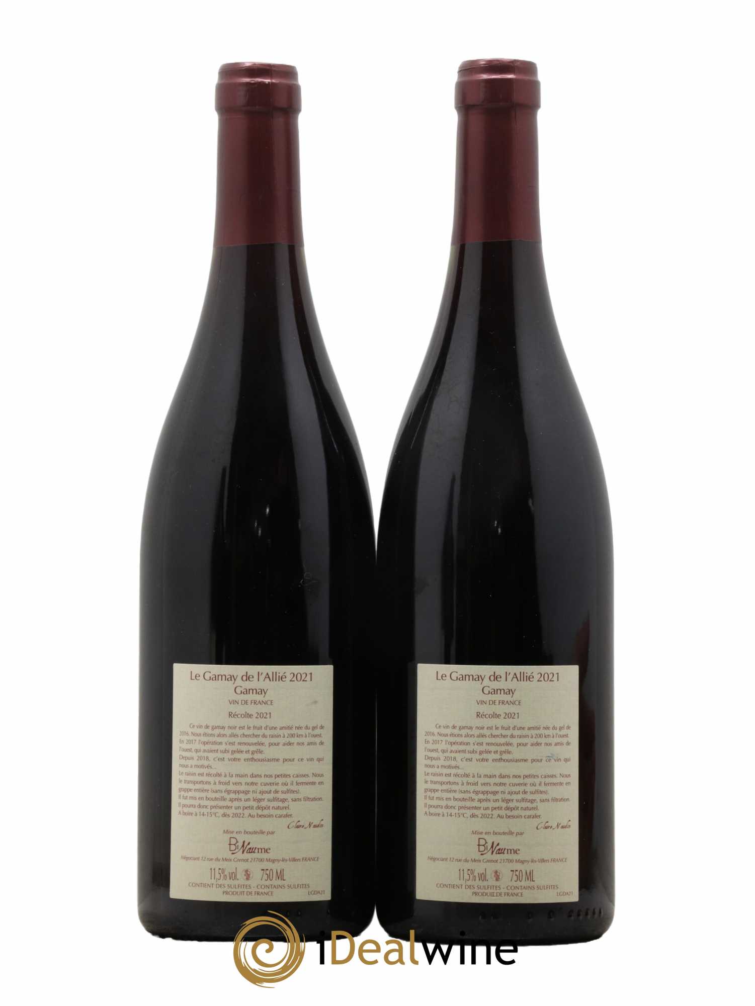 Vin de France Le Gamay de l'Allié Binaume Bizot-Naudin 2021 - Lot de 2 bouteilles - 1