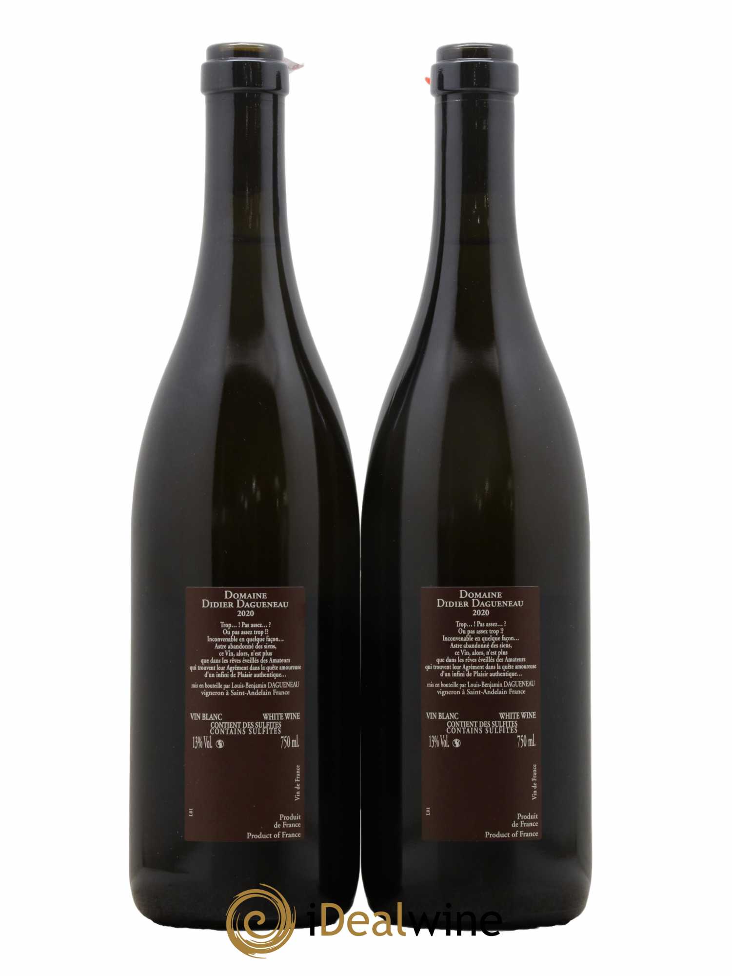 Vin de France (anciennement Pouilly-Fumé) Pur Sang Dagueneau (Domaine Didier - Louis-Benjamin) 2020 - Lot de 2 bouteilles - 1