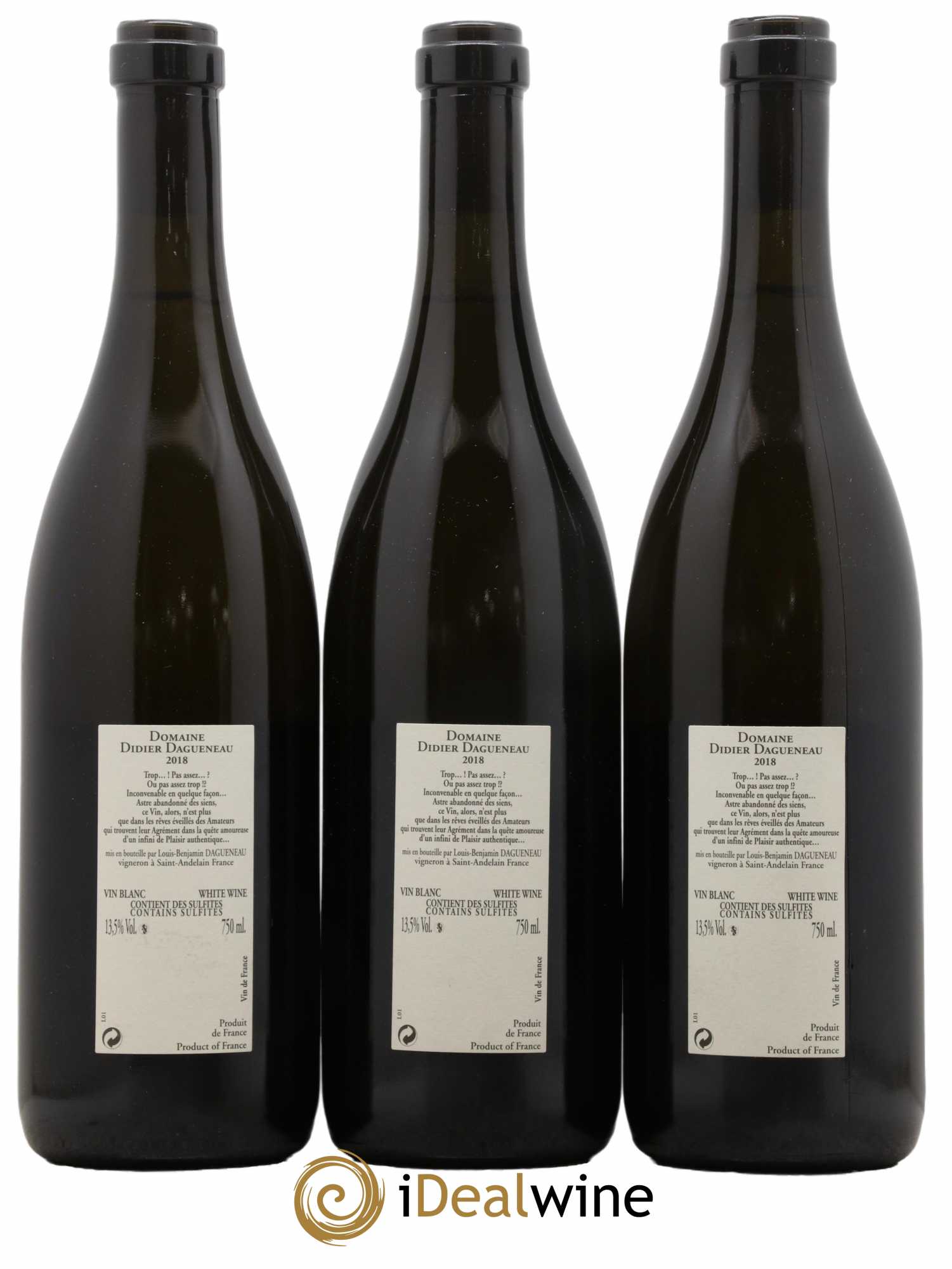 Vin de France (anciennement Pouilly-Fumé) Buisson Renard Dagueneau (Domaine Didier - Louis-Benjamin) 2018 - Lot de 3 bouteilles - 1