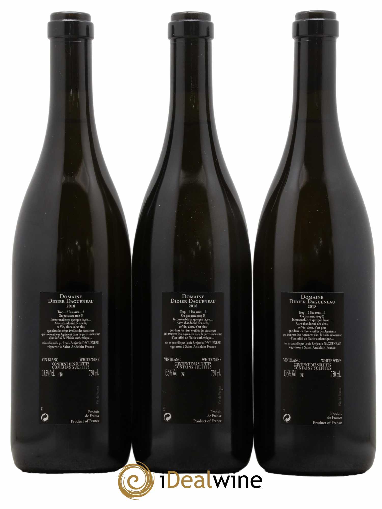 Vin de France (anciennement Pouilly-Fumé) Silex Dagueneau (Domaine Didier - Louis-Benjamin) 2018 - Lot de 3 bouteilles - 1