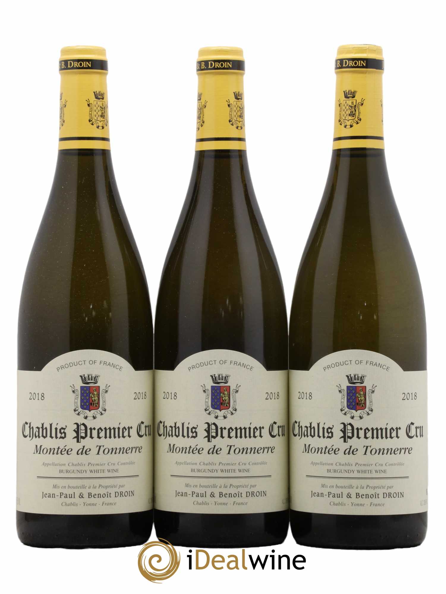 Chablis 1er Cru Montée de Tonnerre Jean-Paul & Benoît Droin (Domaine) 2018 - Lot de 3 bouteilles - 0