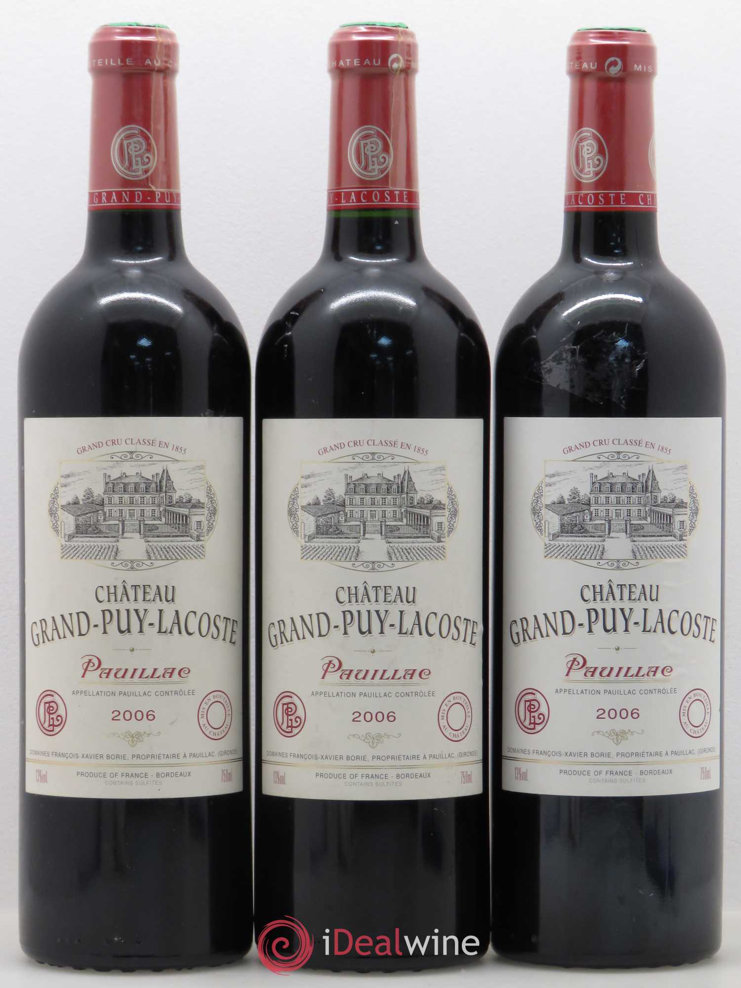 Château Grand Puy Lacoste 5ème Grand Cru Classé 2006 - Lot de 3 bouteilles - 0