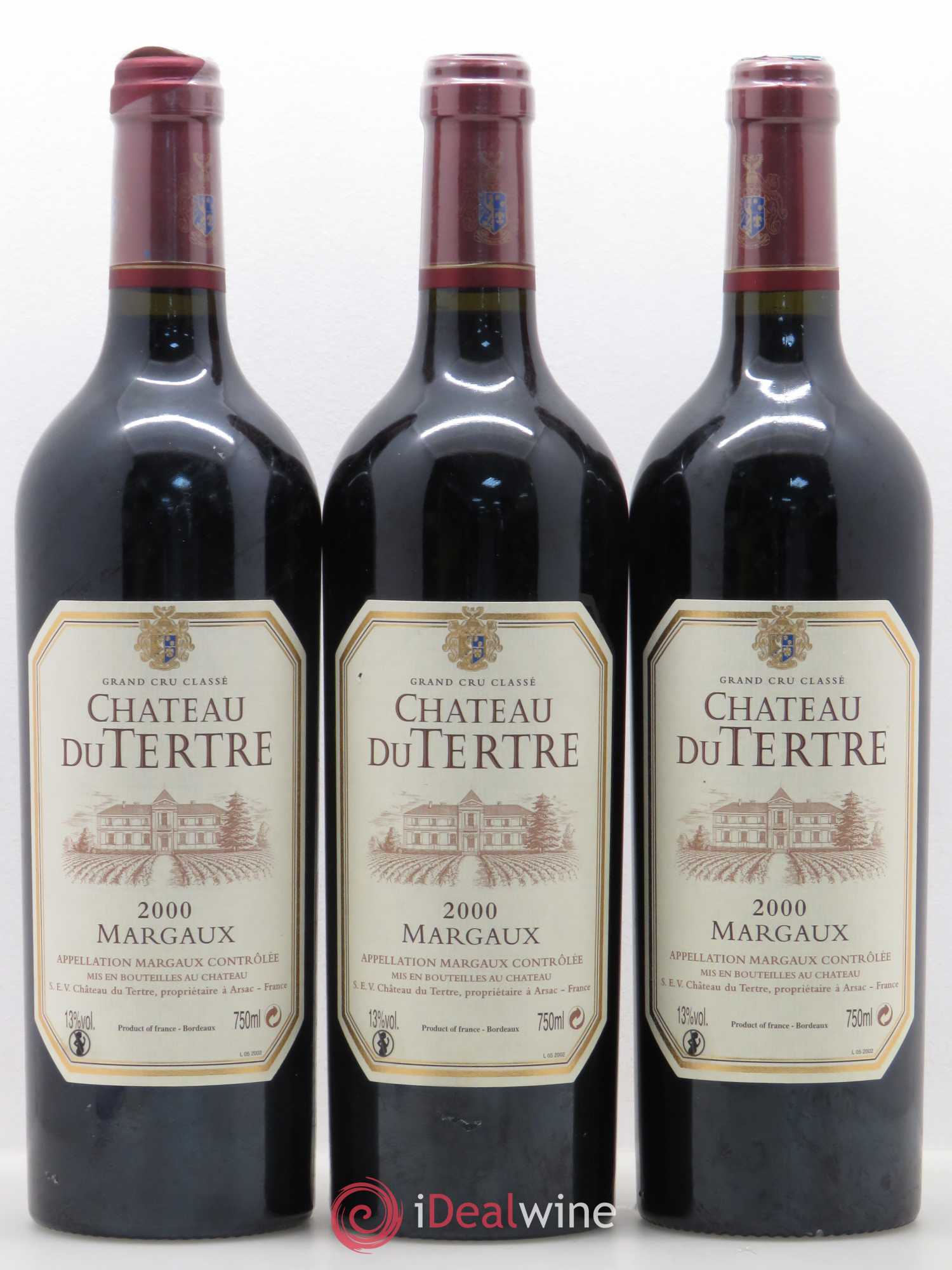 Château du Tertre 5ème Grand Cru Classé 2000 - Lot de 3 bouteilles - 0