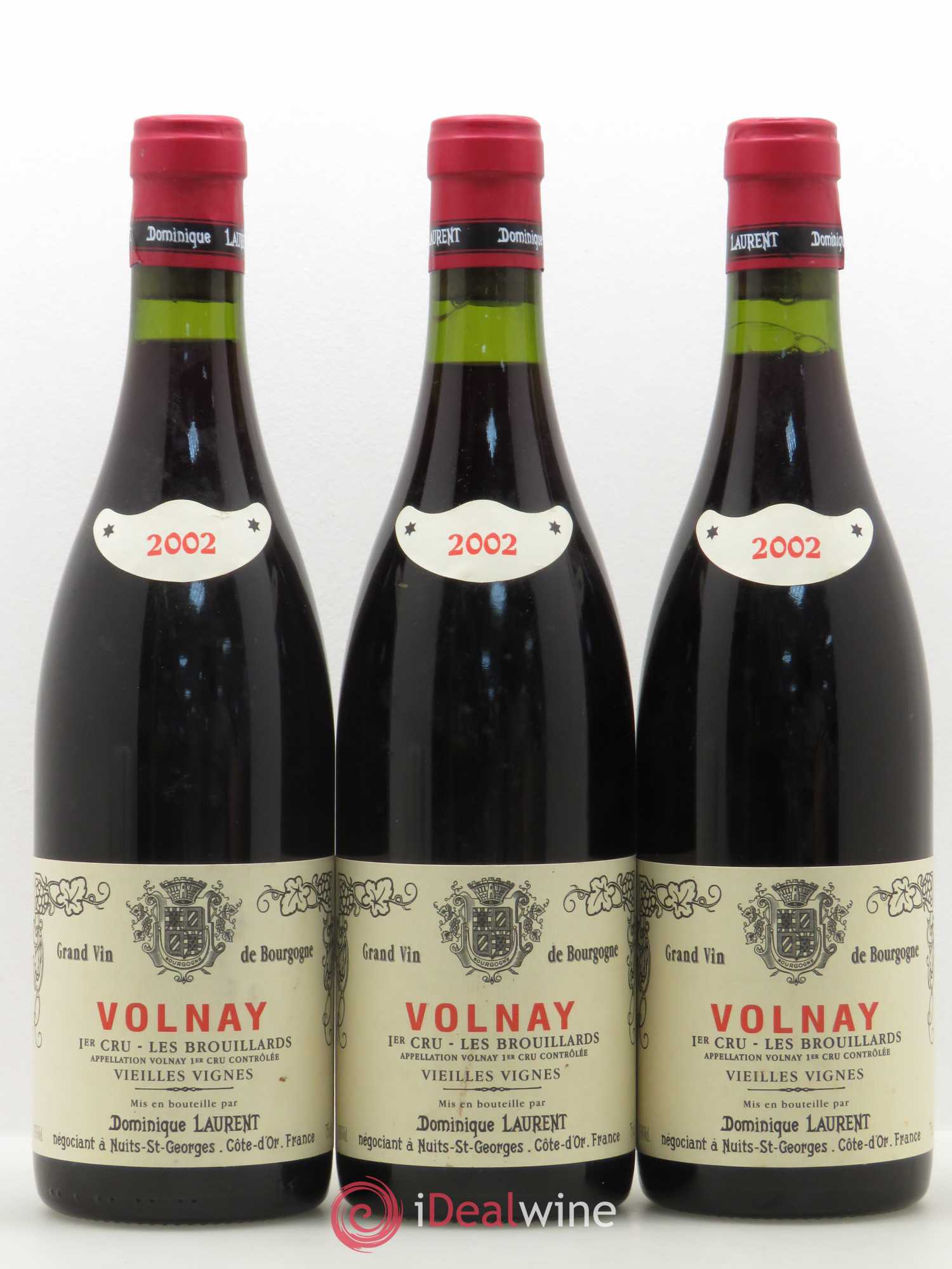 Volnay 1er Cru Les Brouillards vieilles vignes Dominique Laurent 2002 - Posten von 3 Flaschen - 0