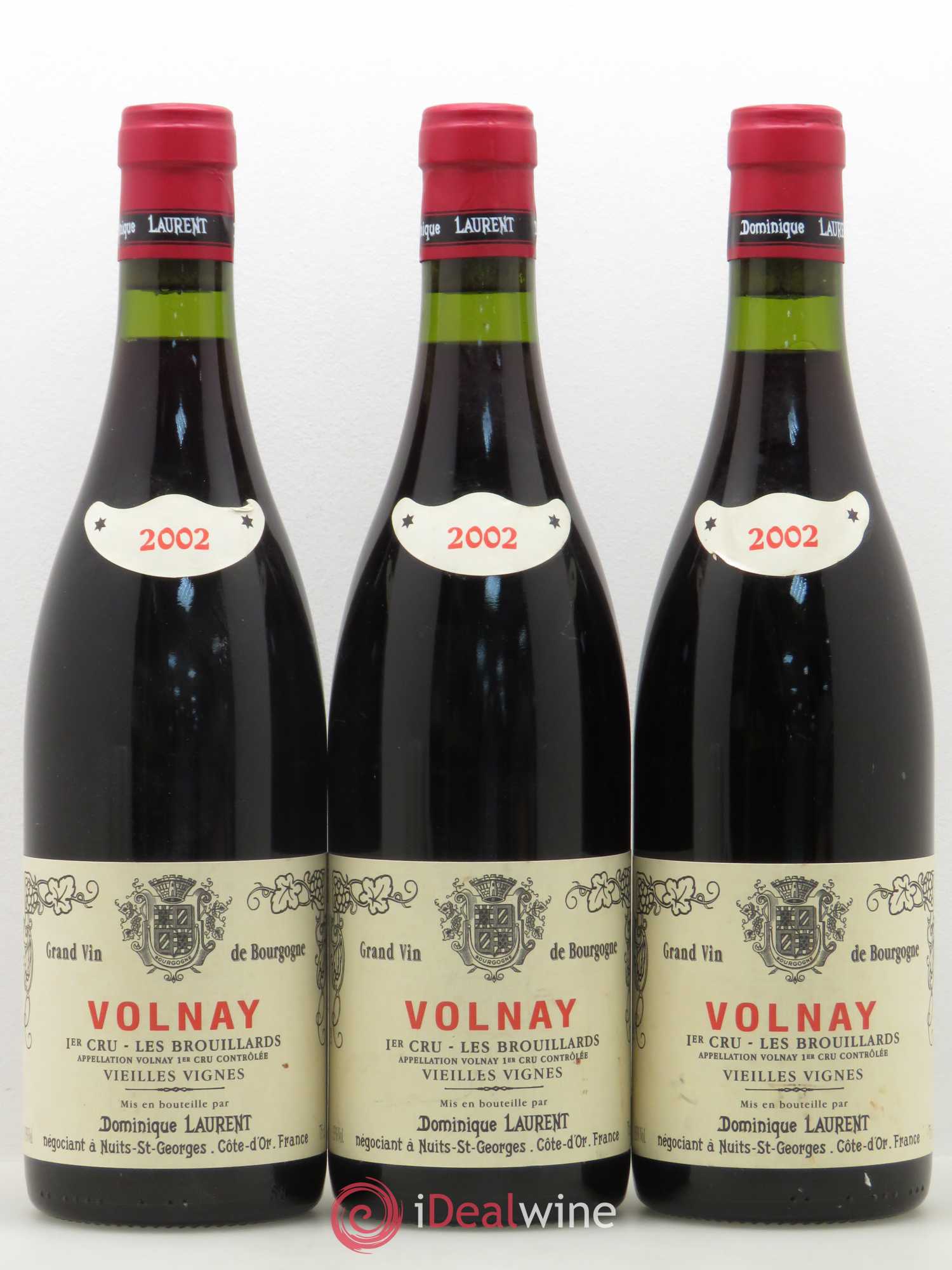 Volnay 1er Cru Les Brouillards vieilles vignes Dominique Laurent 2002 - Posten von 3 Flaschen - 0