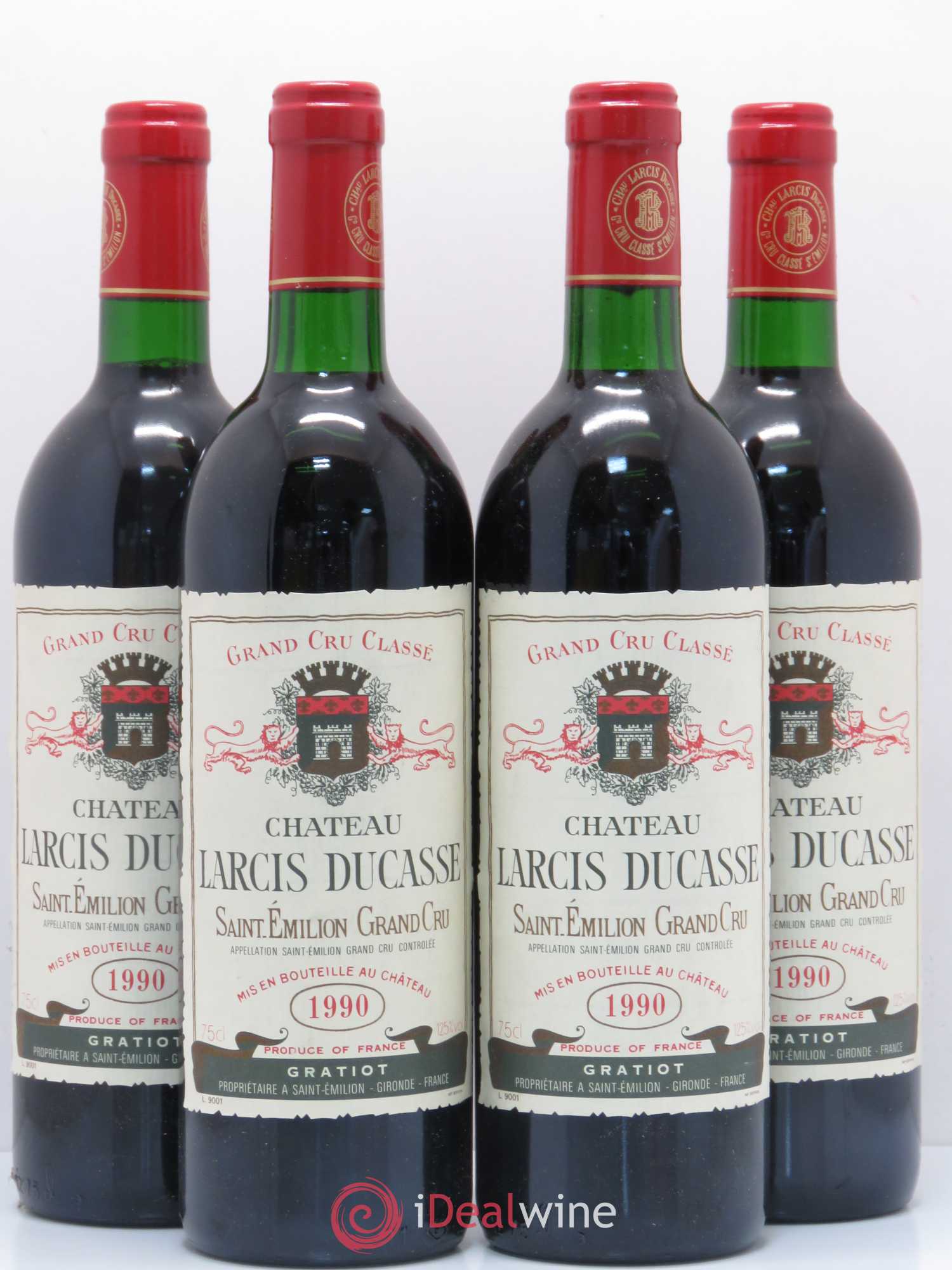 Château Larcis Ducasse 1er Grand Cru Classé B (sans prix de réserve) 1990 - Lot de 4 bouteilles - 0