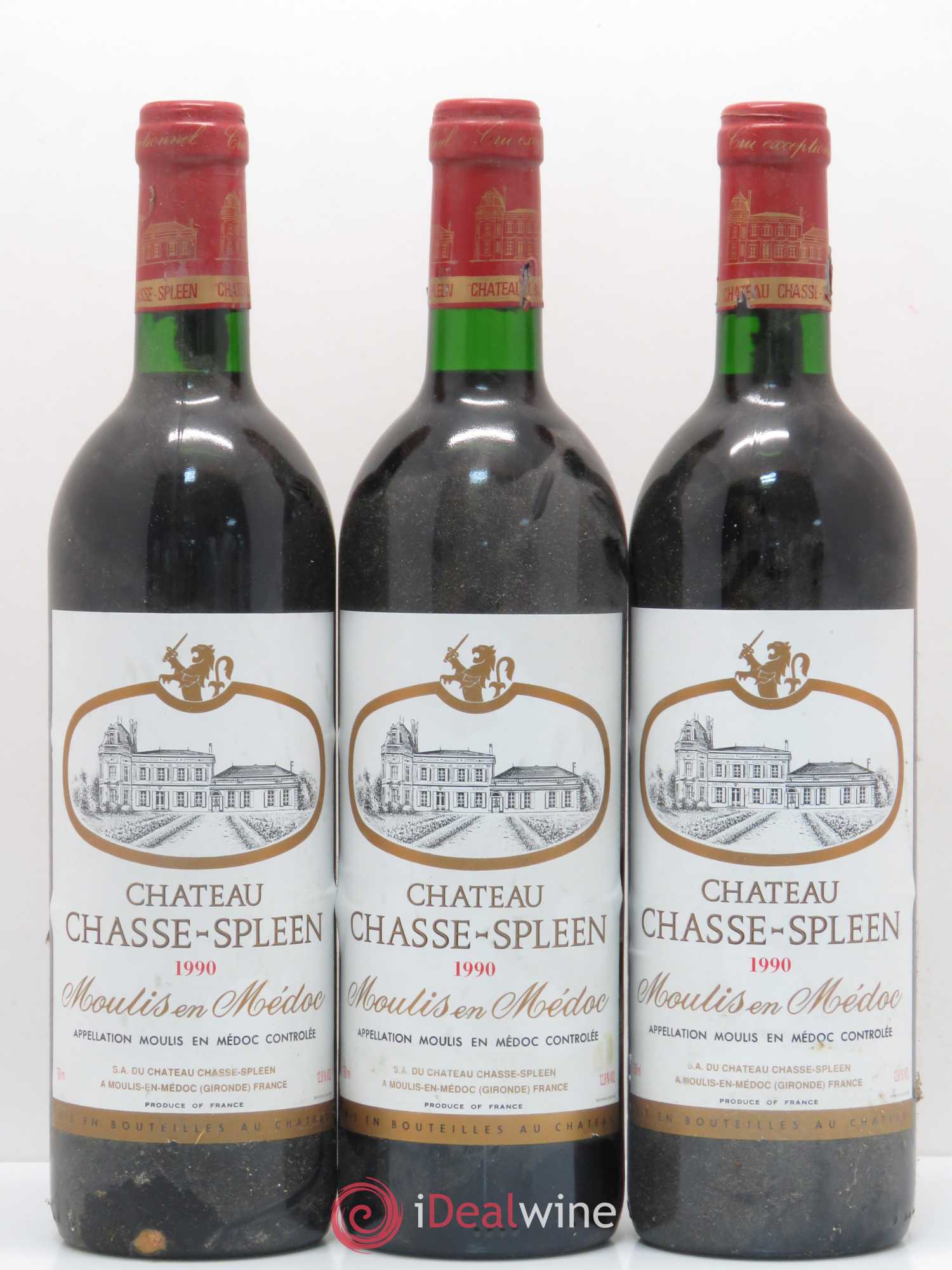 Château Chasse Spleen (sans prix de réserve) 1990 - Lot de 3 bouteilles - 0