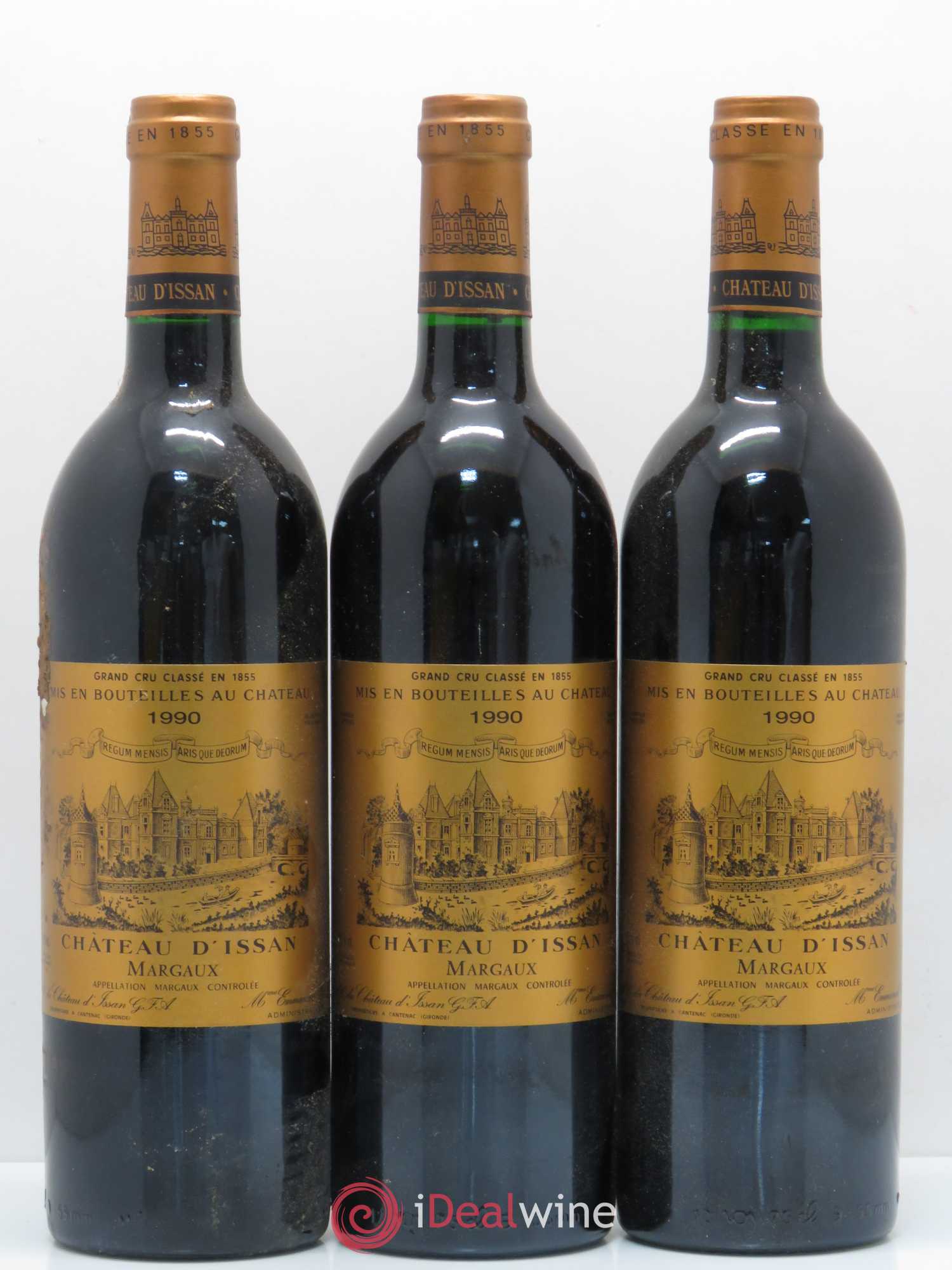 Château d'Issan 3ème Grand Cru Classé 1990 - Lot de 3 bouteilles - 0