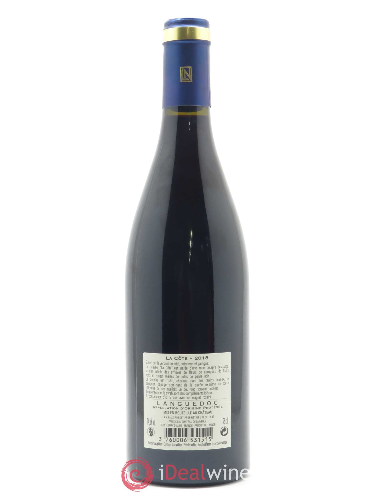 La Clape Château de La Négly La Côte Jean Paux-Rosset 2018 - Lot de 1 bouteille - 1