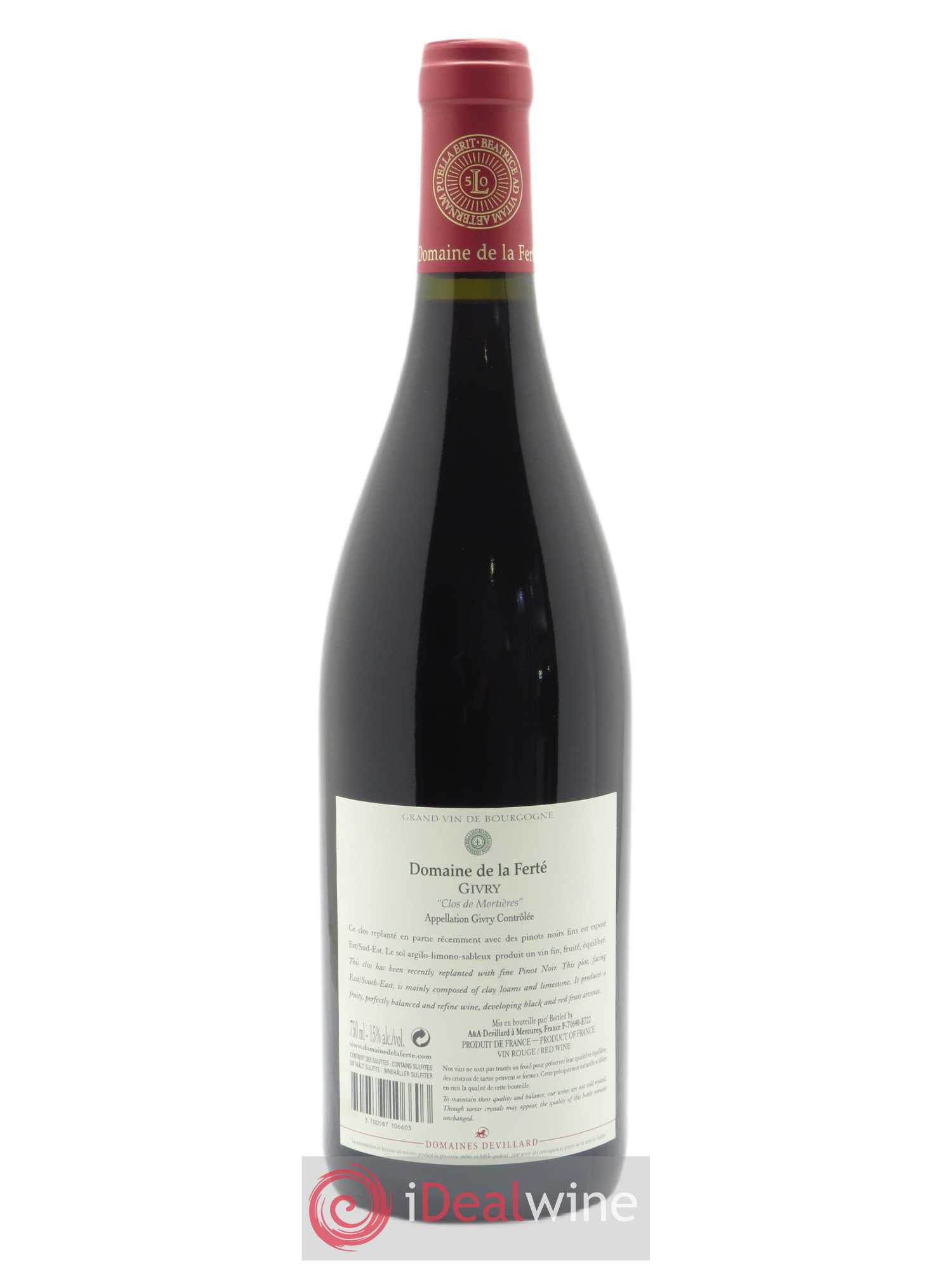 Givry Clos de Mortières Domaine de la Ferté 2019 - Lot de 1 bouteille - 1