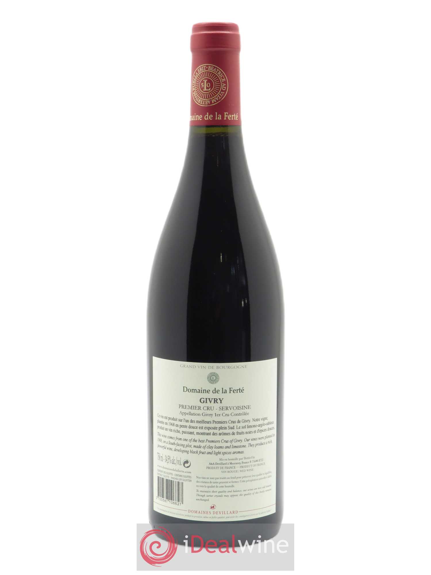 Givry 1er Cru Servoisine Domaine de la Ferté 2019 - Lot de 1 bouteille - 1