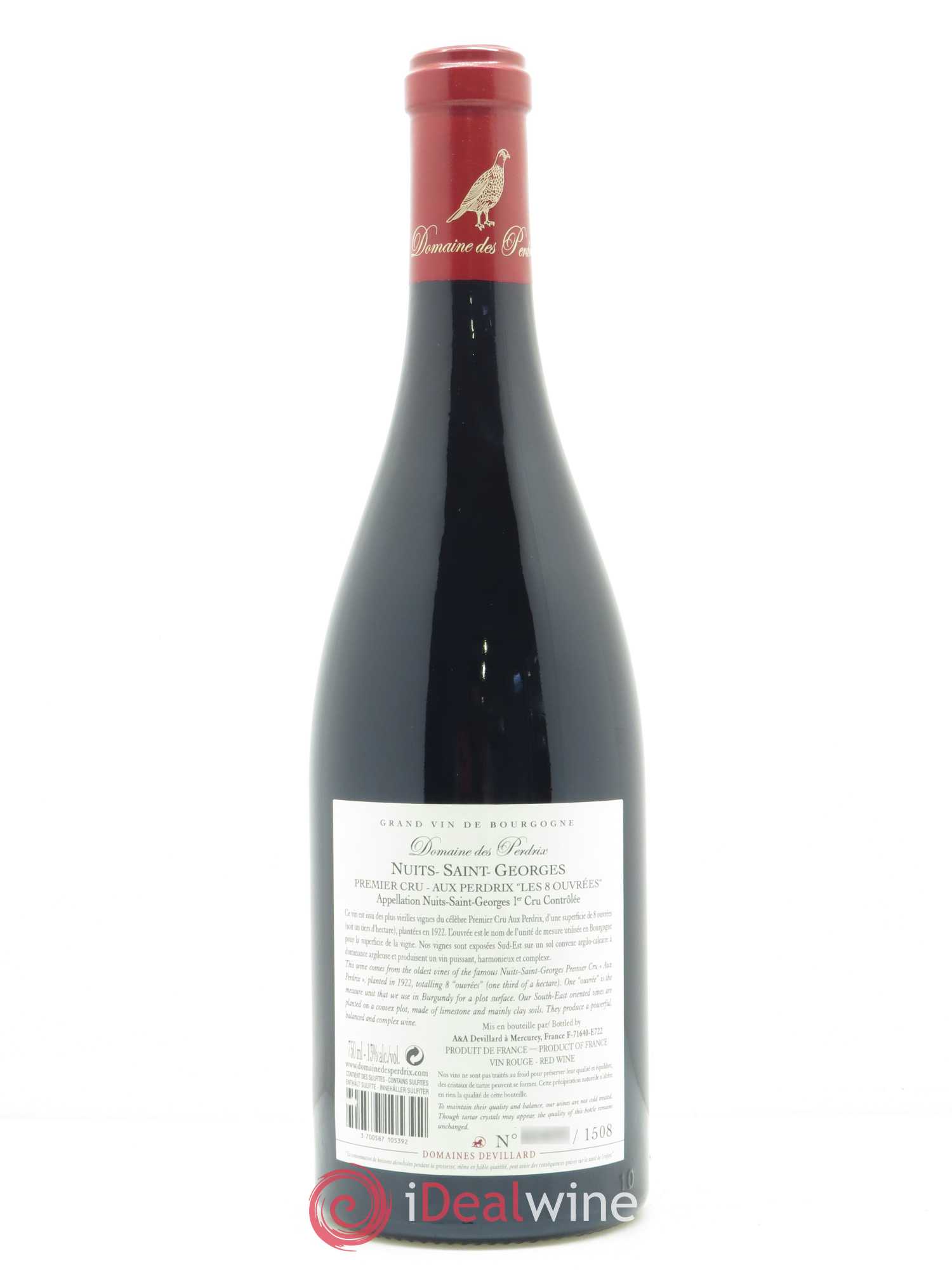 Nuits-Saint-Georges 1er Cru Aux Perdrix Les 8 Ouvrées Perdrix (Domaine des) 2017 - Lot de 1 bouteille - 1