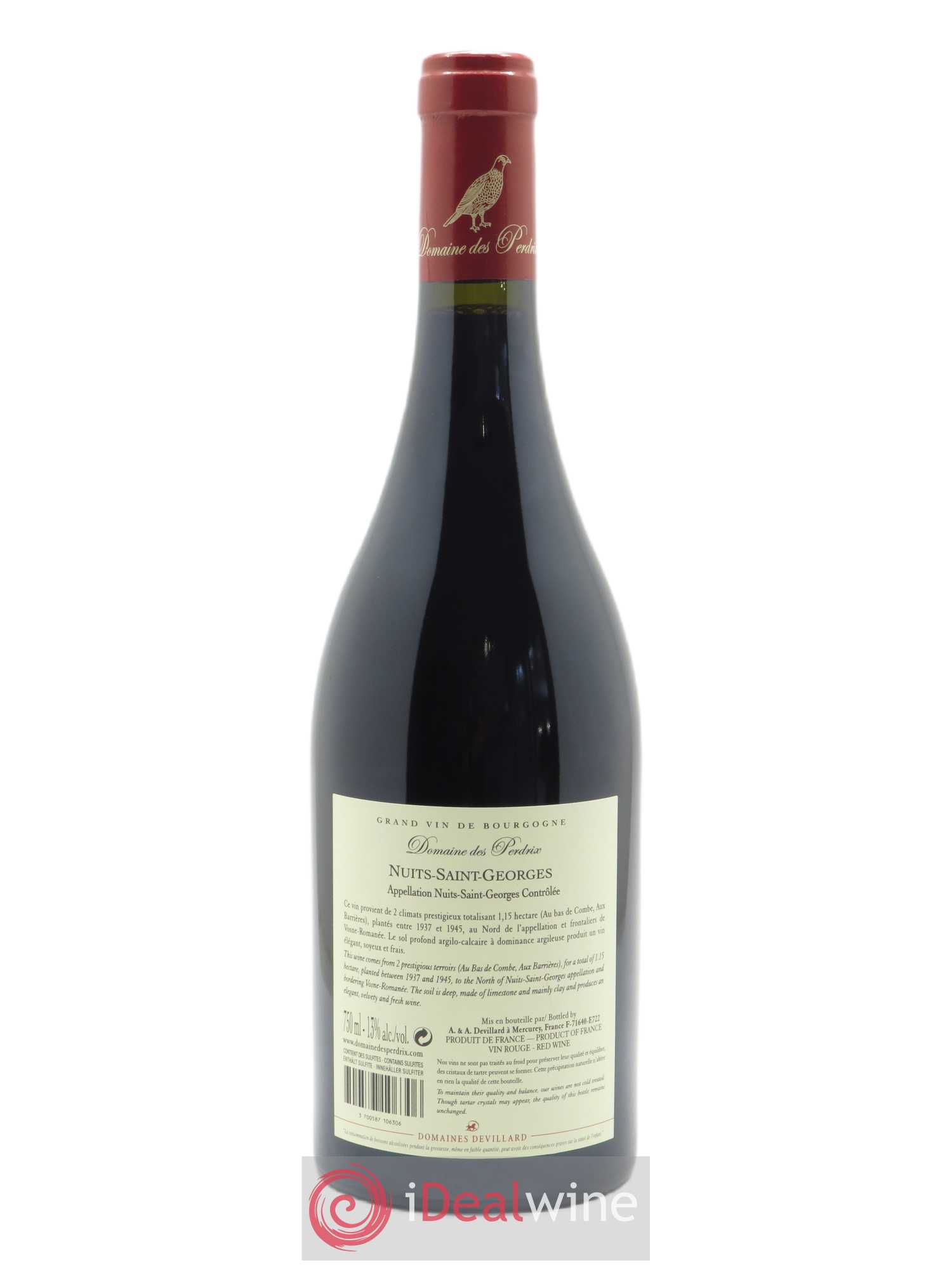 Nuits-Saint-Georges Perdrix (Domaine des) 2018 - Lot de 1 bouteille - 1