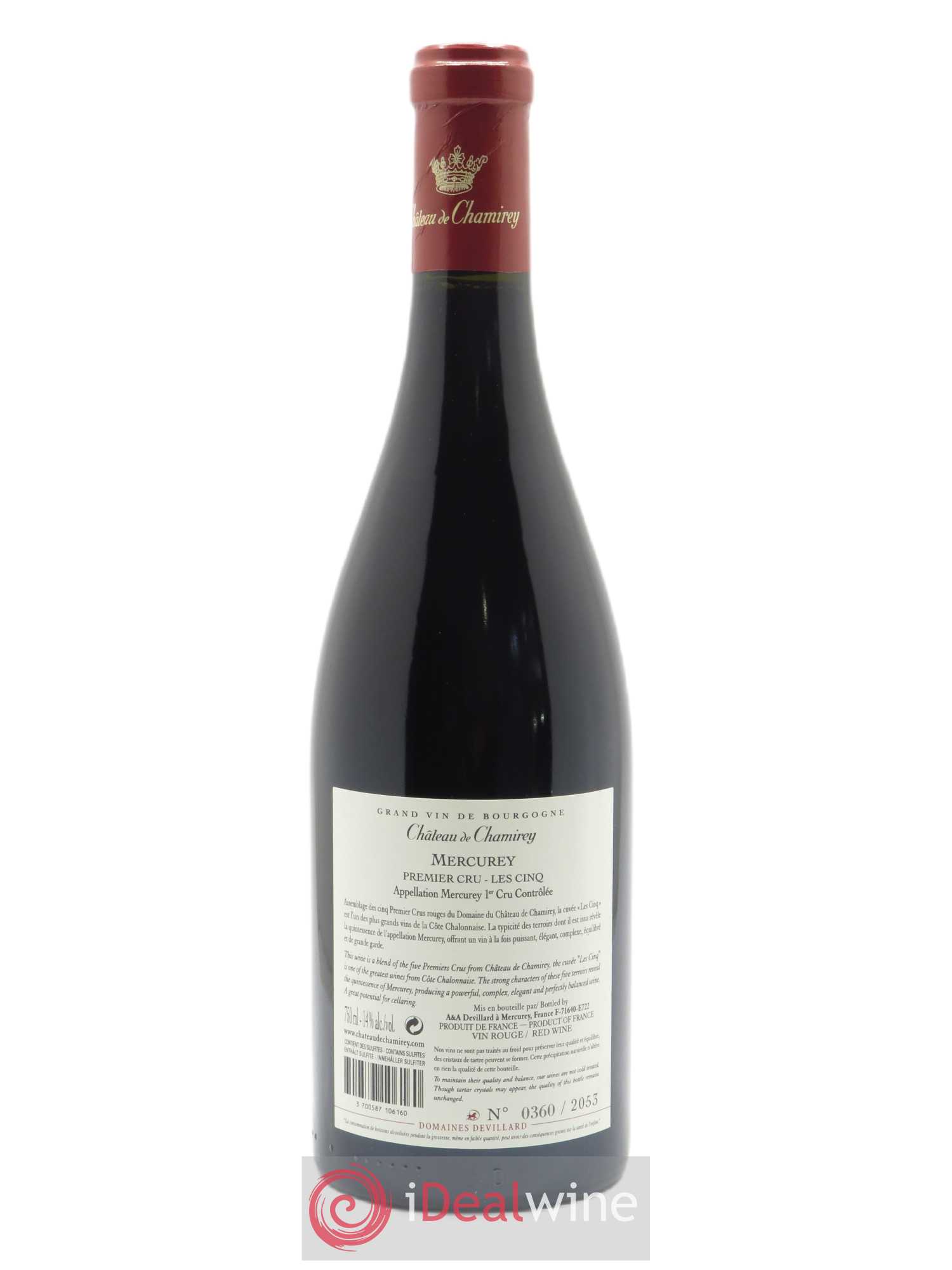 Mercurey 1er Cru Les Cinq Château de Chamirey 2018 - Lot of 1 bottle - 1