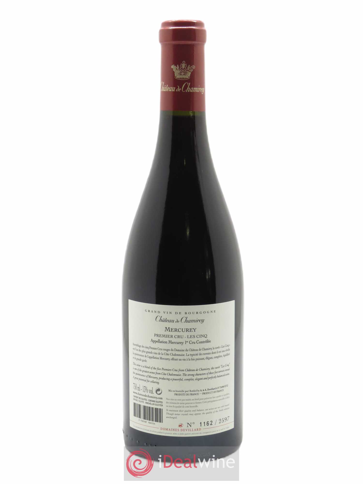 Mercurey 1er Cru Les Cinq Château de Chamirey 2016 - Lot of 1 bottle - 1