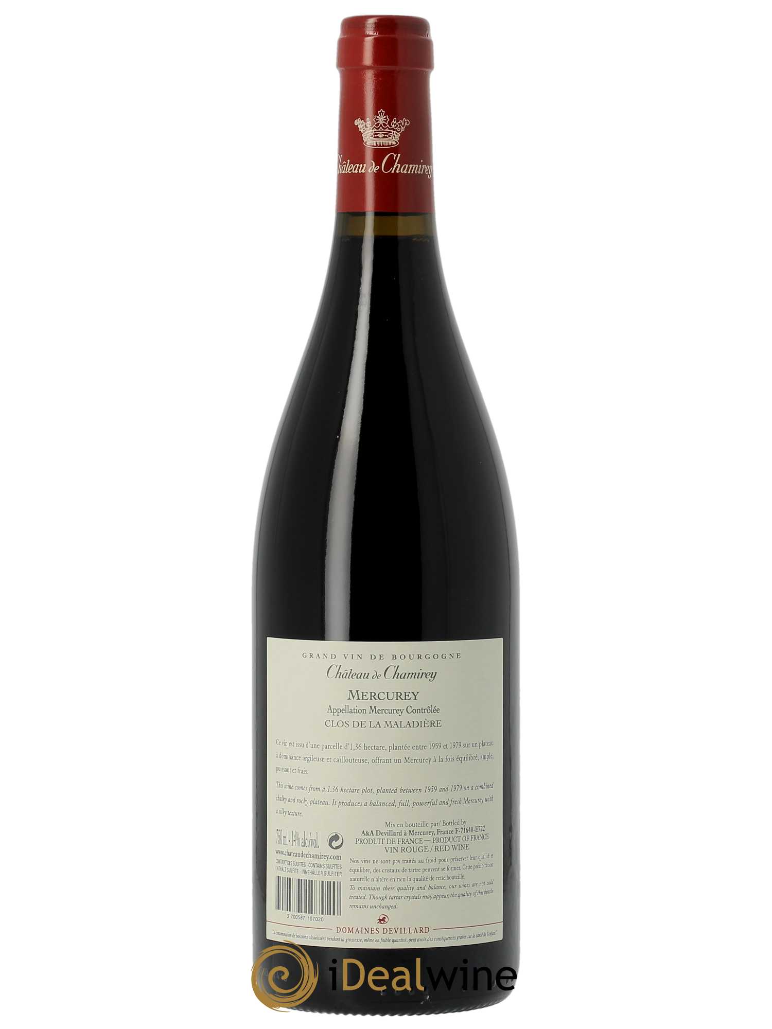 Mercurey Clos de la Maladière Château de Chamirey 2019 - Lot of 1 bottle - 1