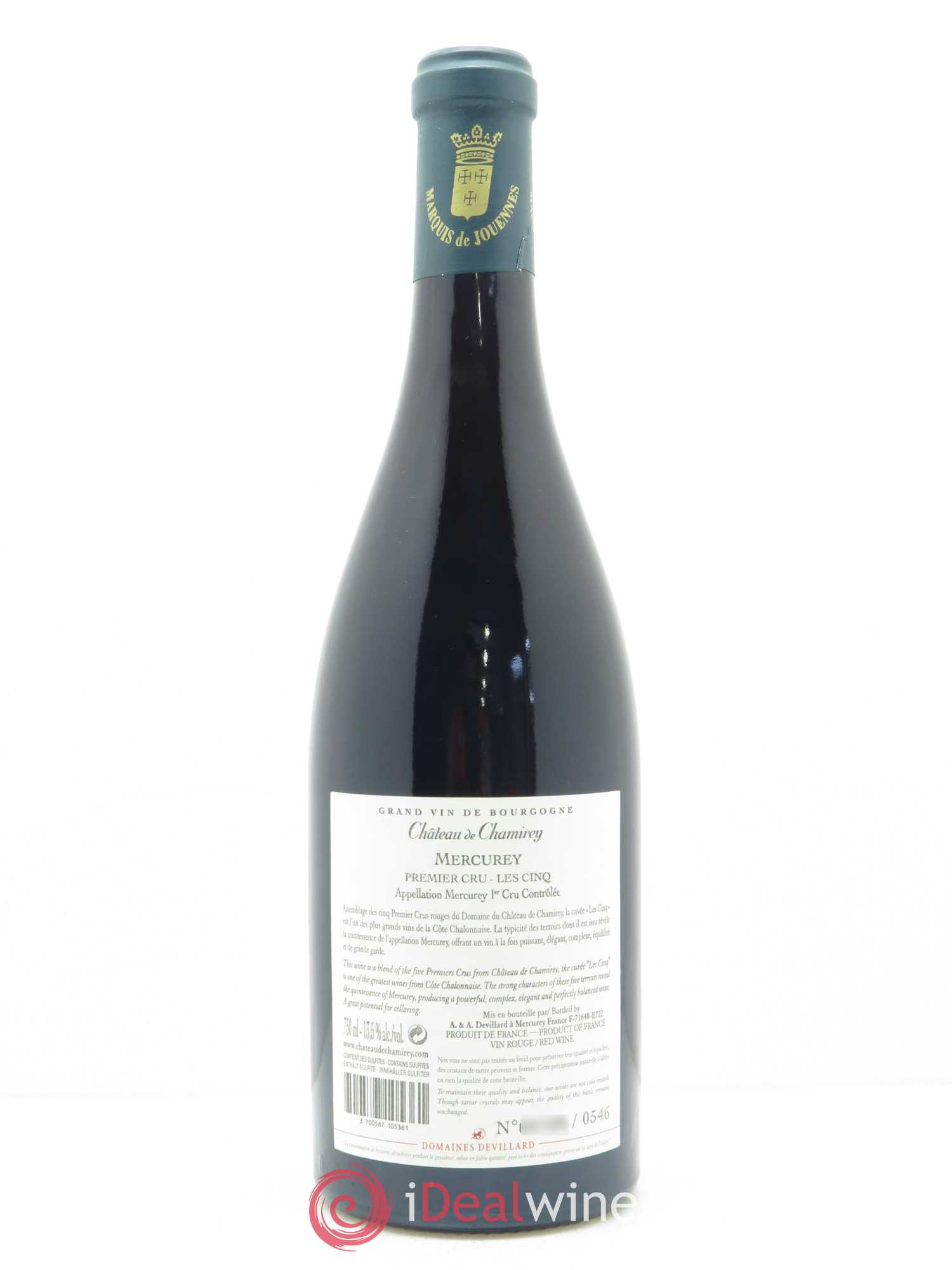 Mercurey 1er Cru Les Cinq Château de Chamirey 2017 - Lot de 1 bouteille - 1