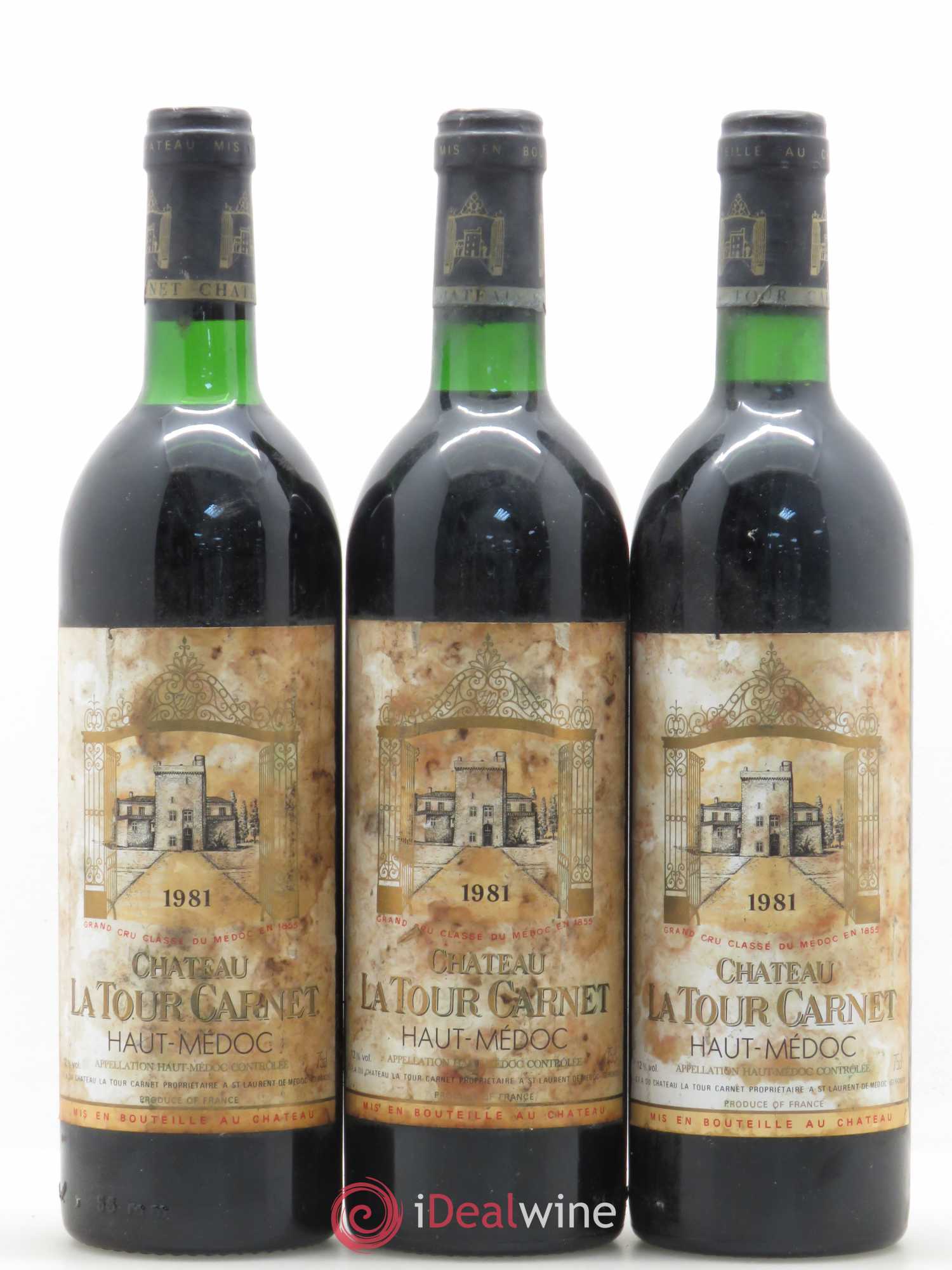 Château la Tour Carnet 4ème Grand Cru Classé 1981 - Lot de 6 bouteilles - 1