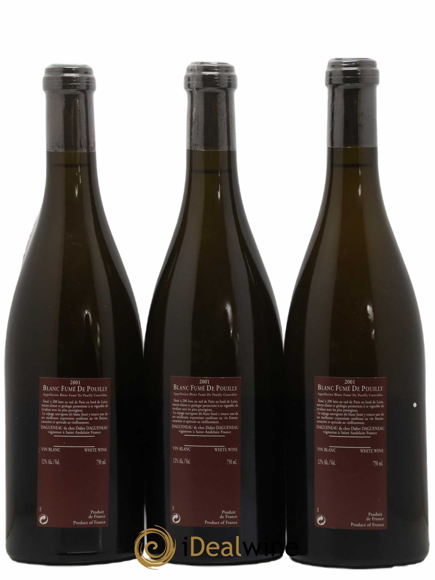 Vin de France (anciennement Pouilly-Fumé) Pur Sang Dagueneau (Domaine Didier - Louis-Benjamin) 2001 - Lot de 3 bouteilles - 1